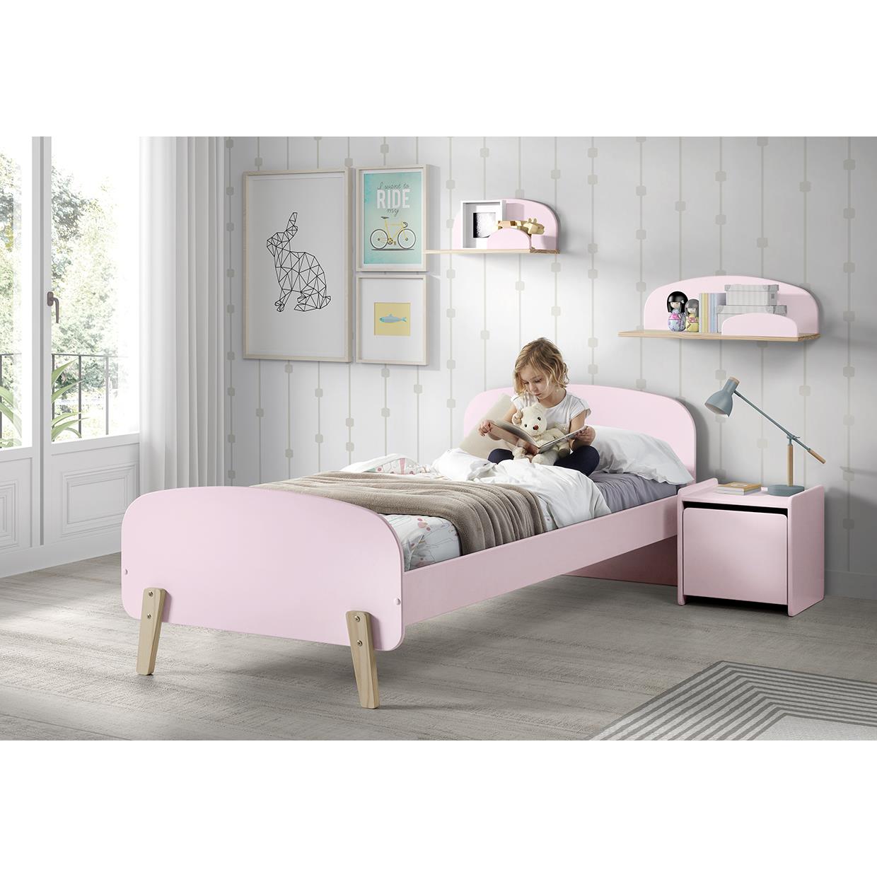 LUCEVI - Kiddy Wandplank 65cm - Hout - Roze - 65x25x21.5 cm