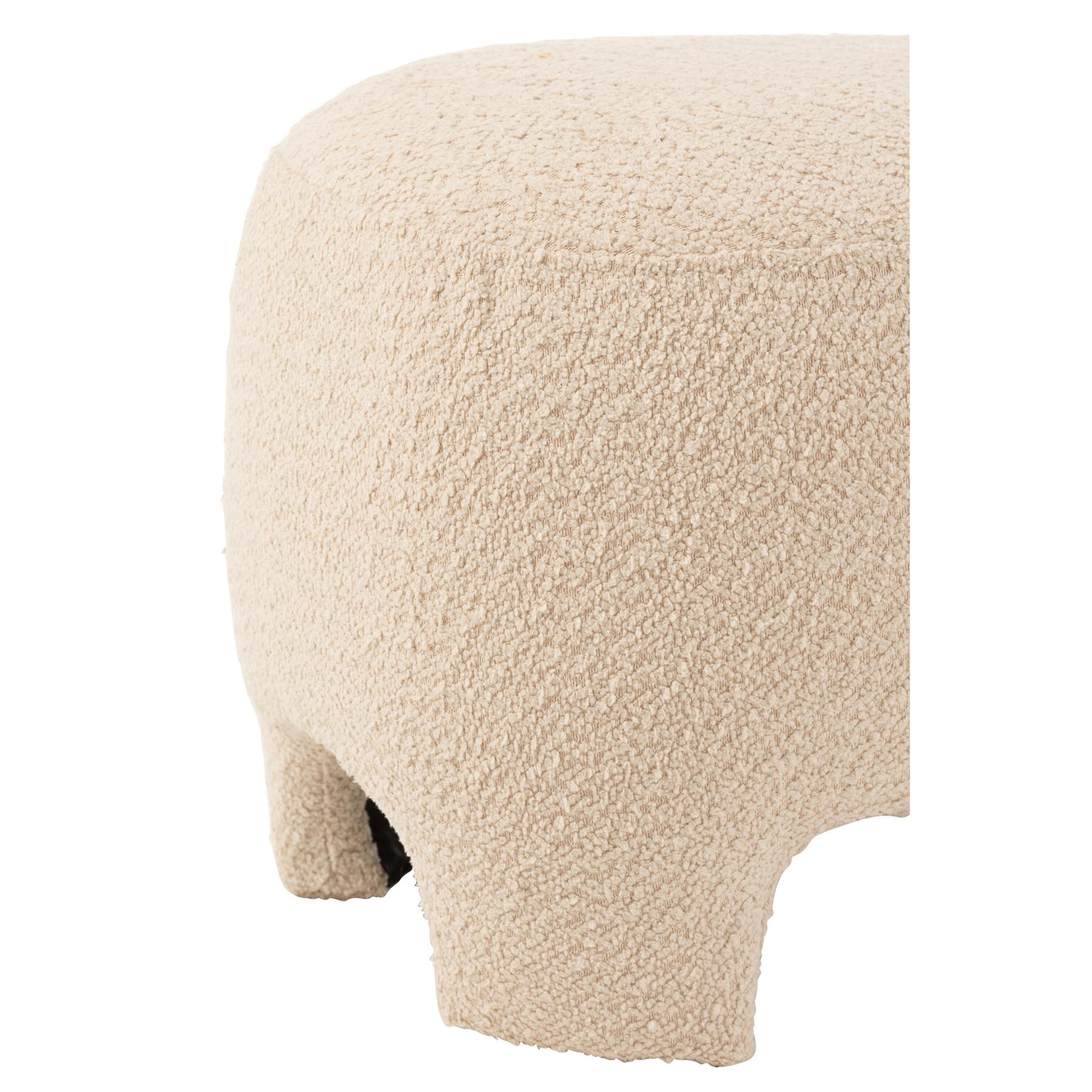 J-line - Poef Gebreid Textiel|hout Wit - 55x41x37cm