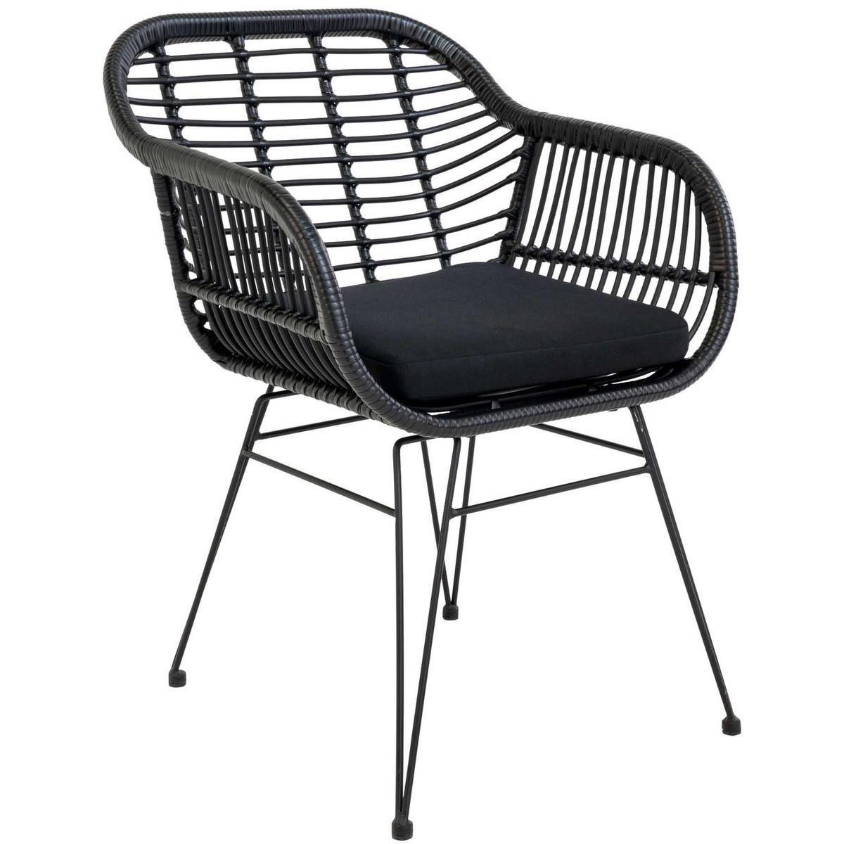 House Nordic Trieste Polyrattan Armstoel Zwart set van 2