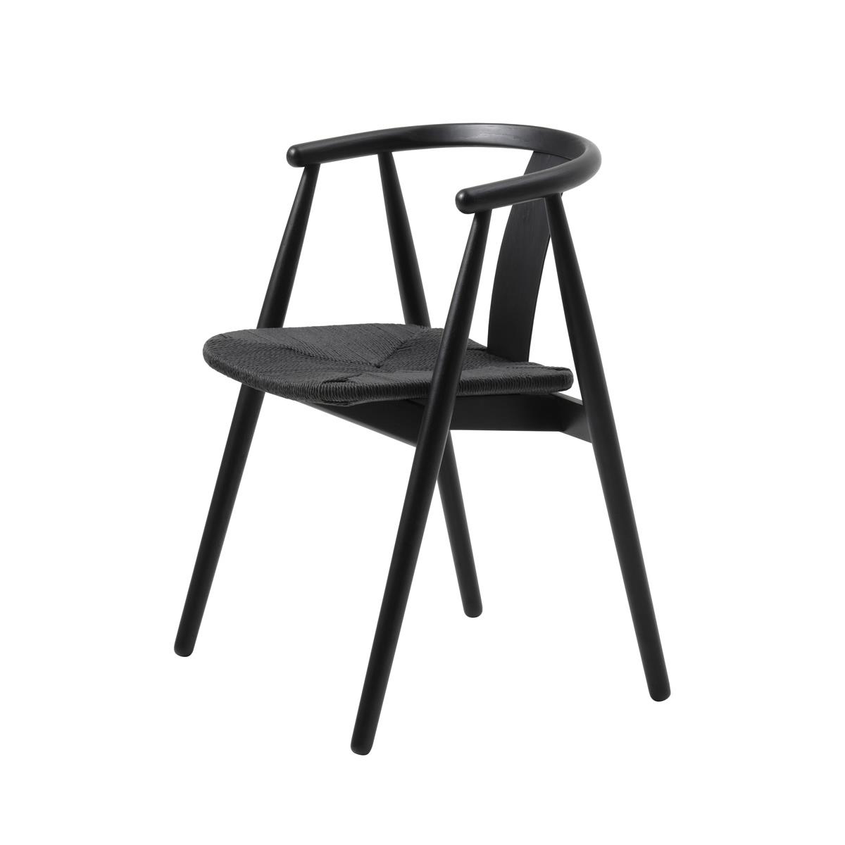 Hygge Interiors Relate Eetkamerstoel Zwart Eiken|Papieren Koord set van 2