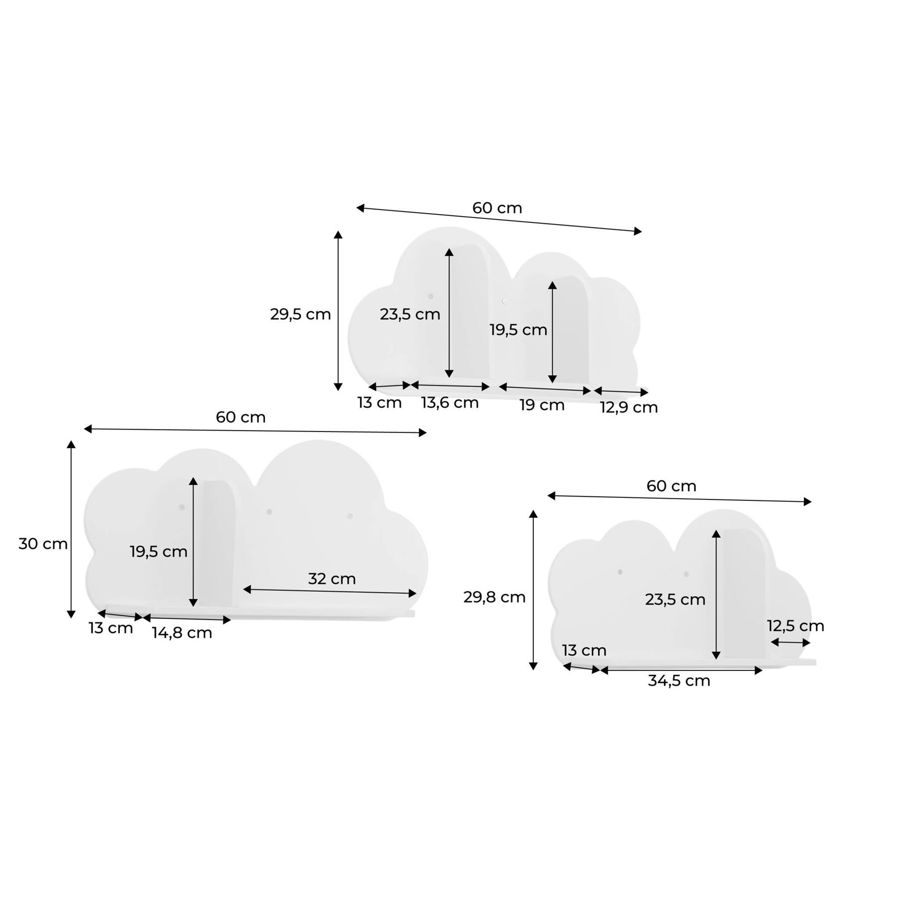 sweeek - Wandplanken Cloud voor kinderkamer (set van 3)