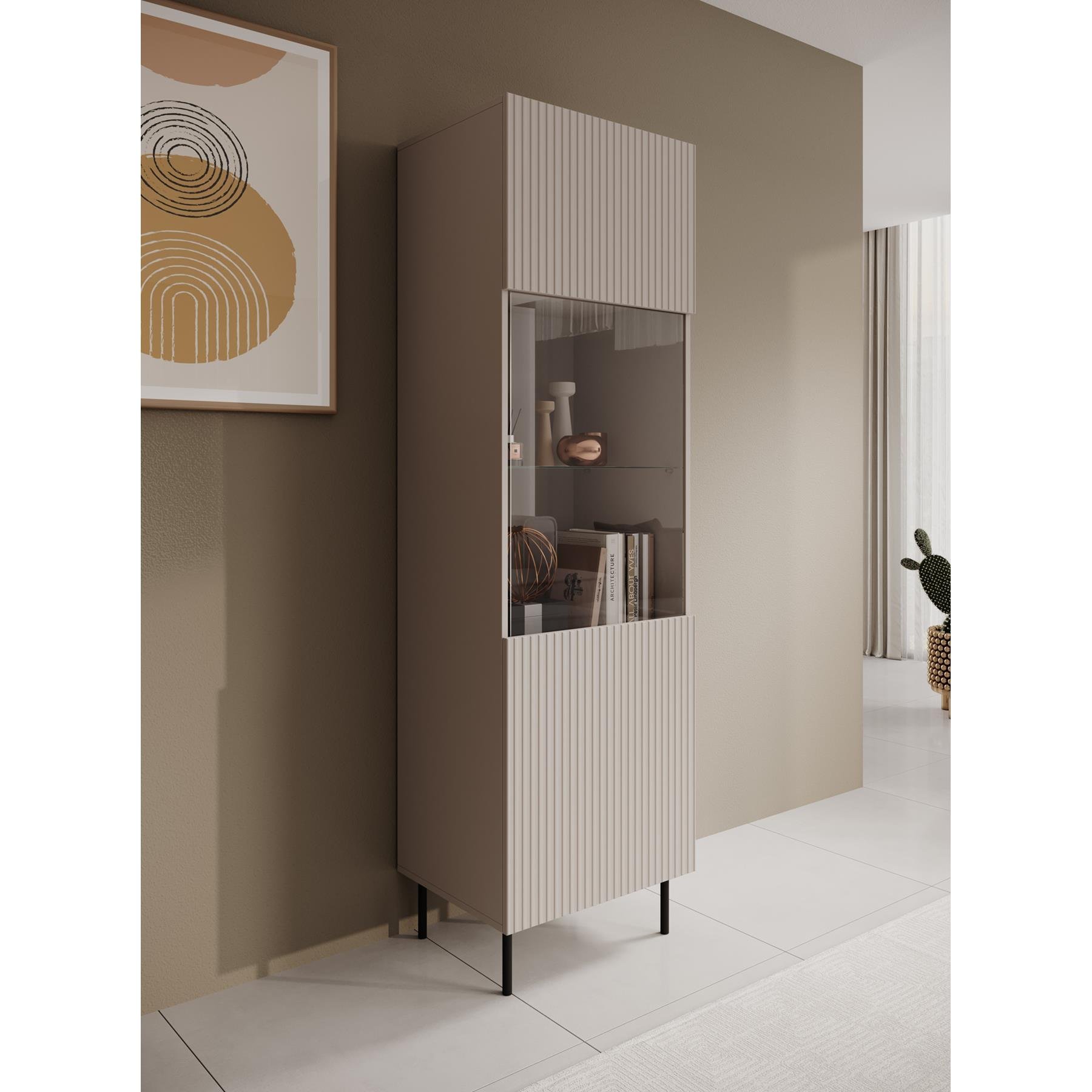 Meubella Vitrinekast Alex - Beige - 55 cm