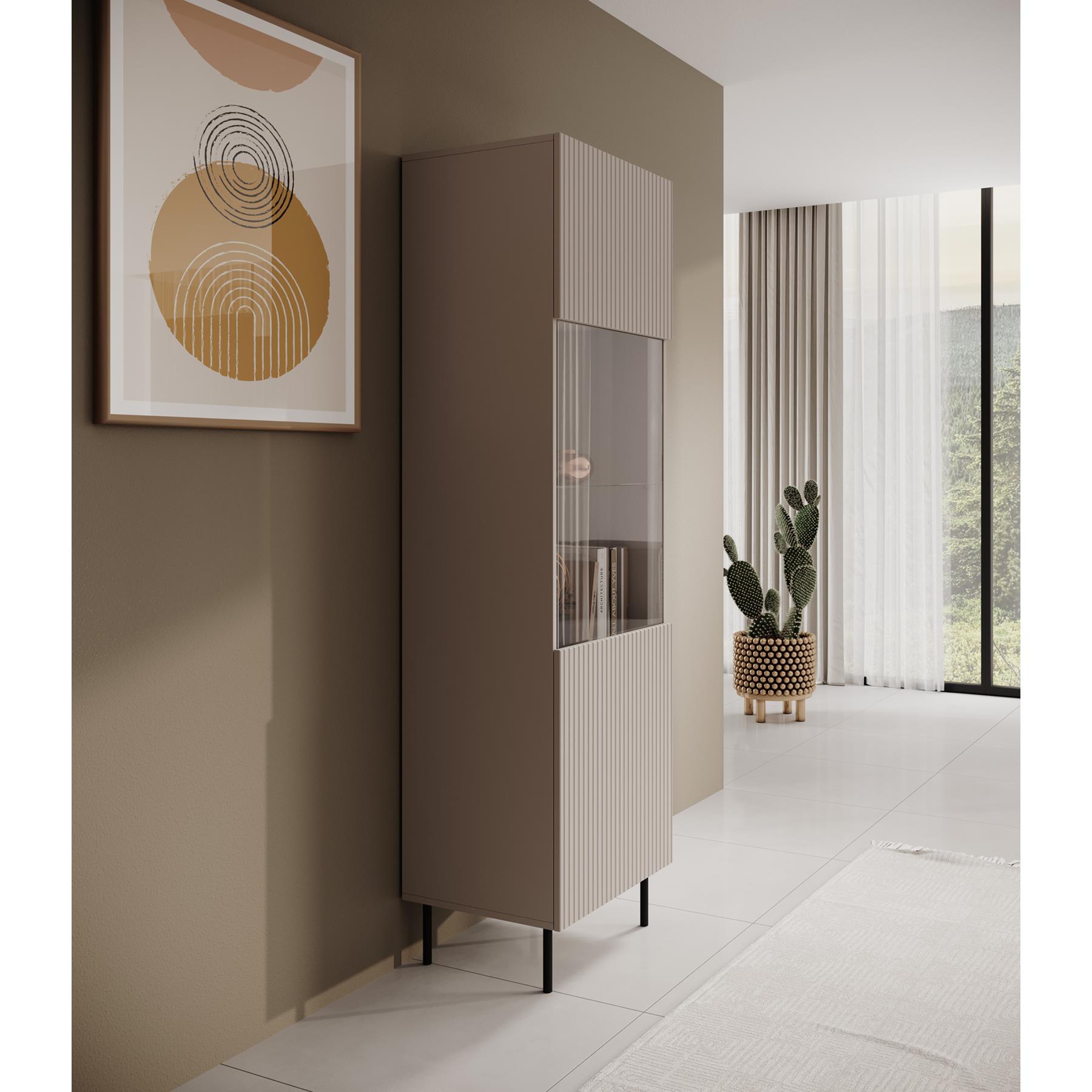 Meubella Vitrinekast Alex - Beige - 55 cm