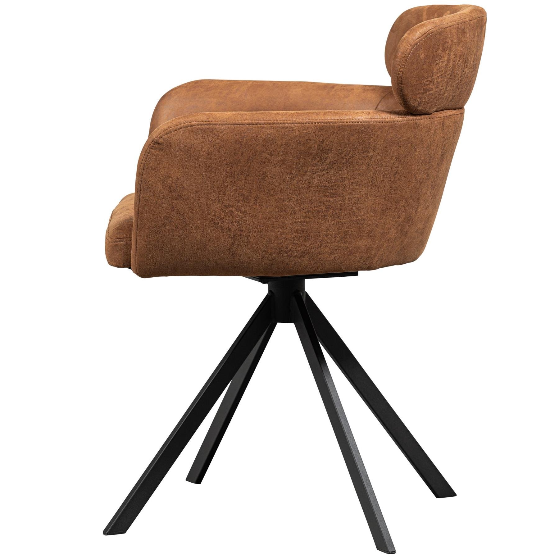 WOOOD Fenne Draaibare Eetkamerstoelen - Leerlook - Cognac - Set van 2