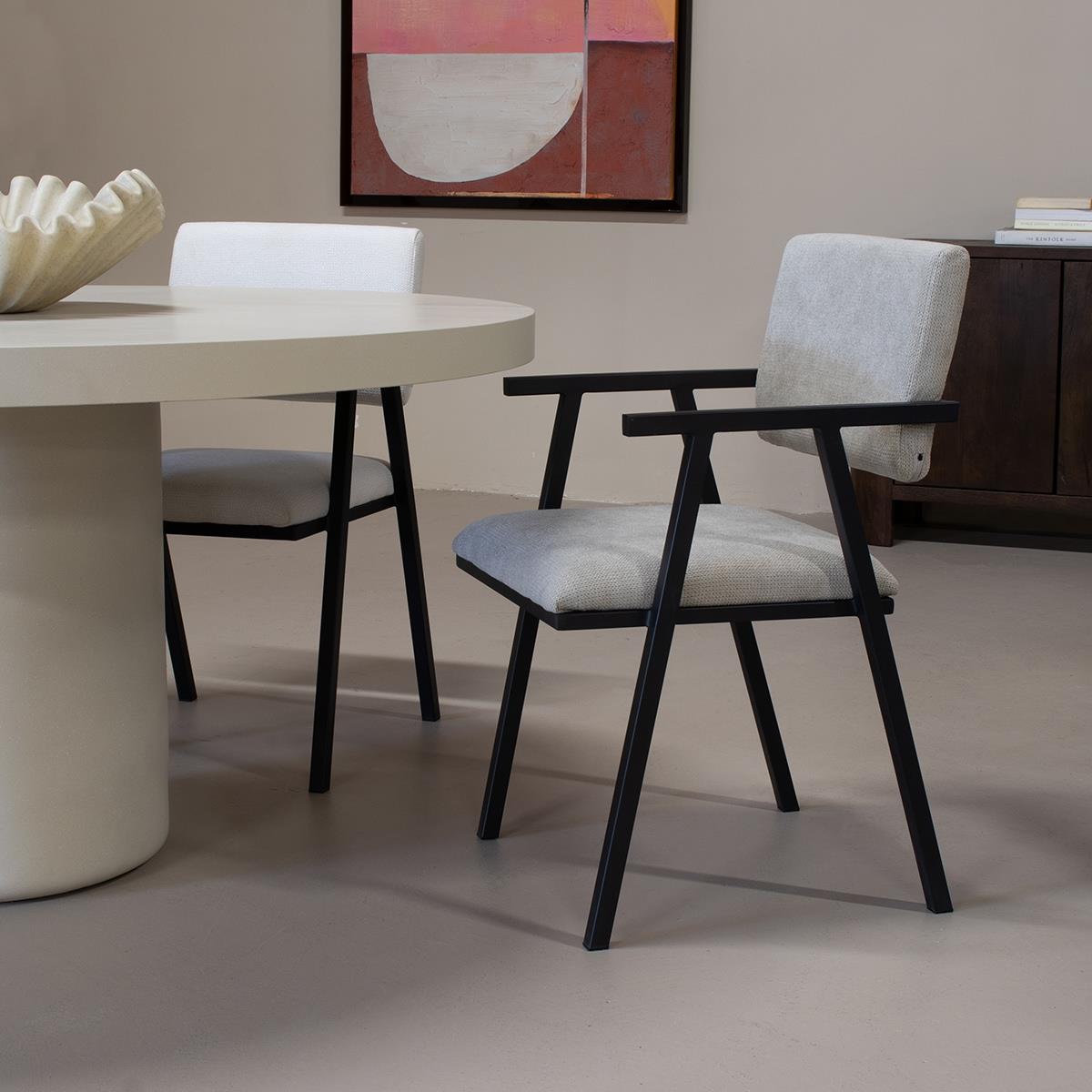 Giga Meubel - Eetkamerstoel Taupe Stof - Linn - Set van 2