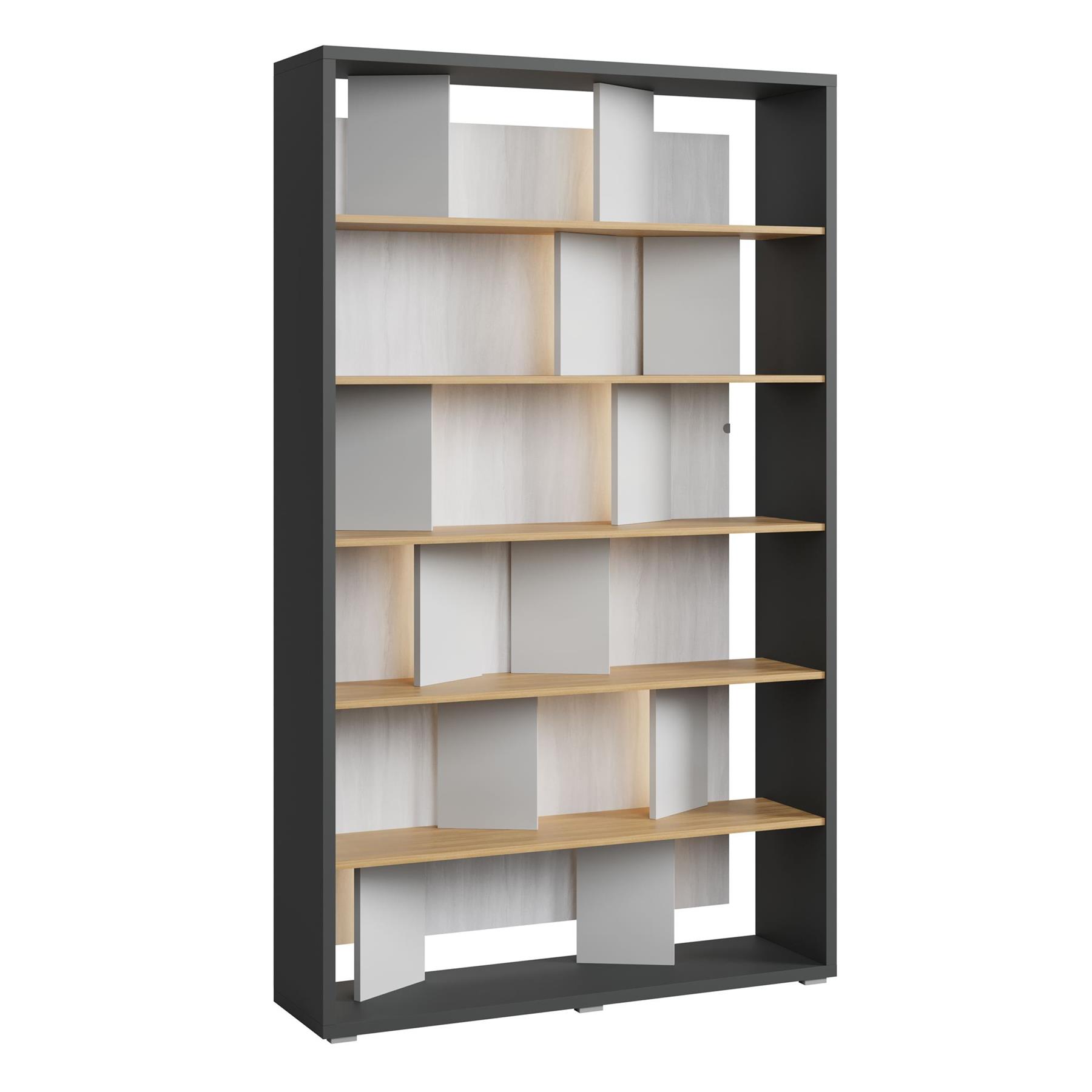 Meubella Boekenkast Flamingo - Grijs - Eiken - 125 cm