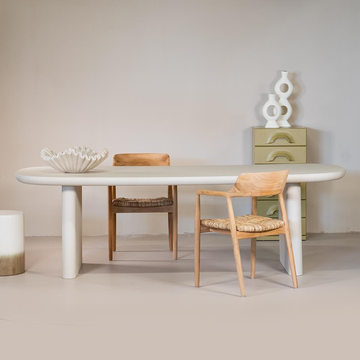 Giga Meubel - Eettafel Deens Ovaal 200cm - Beige Betonlook - Maya