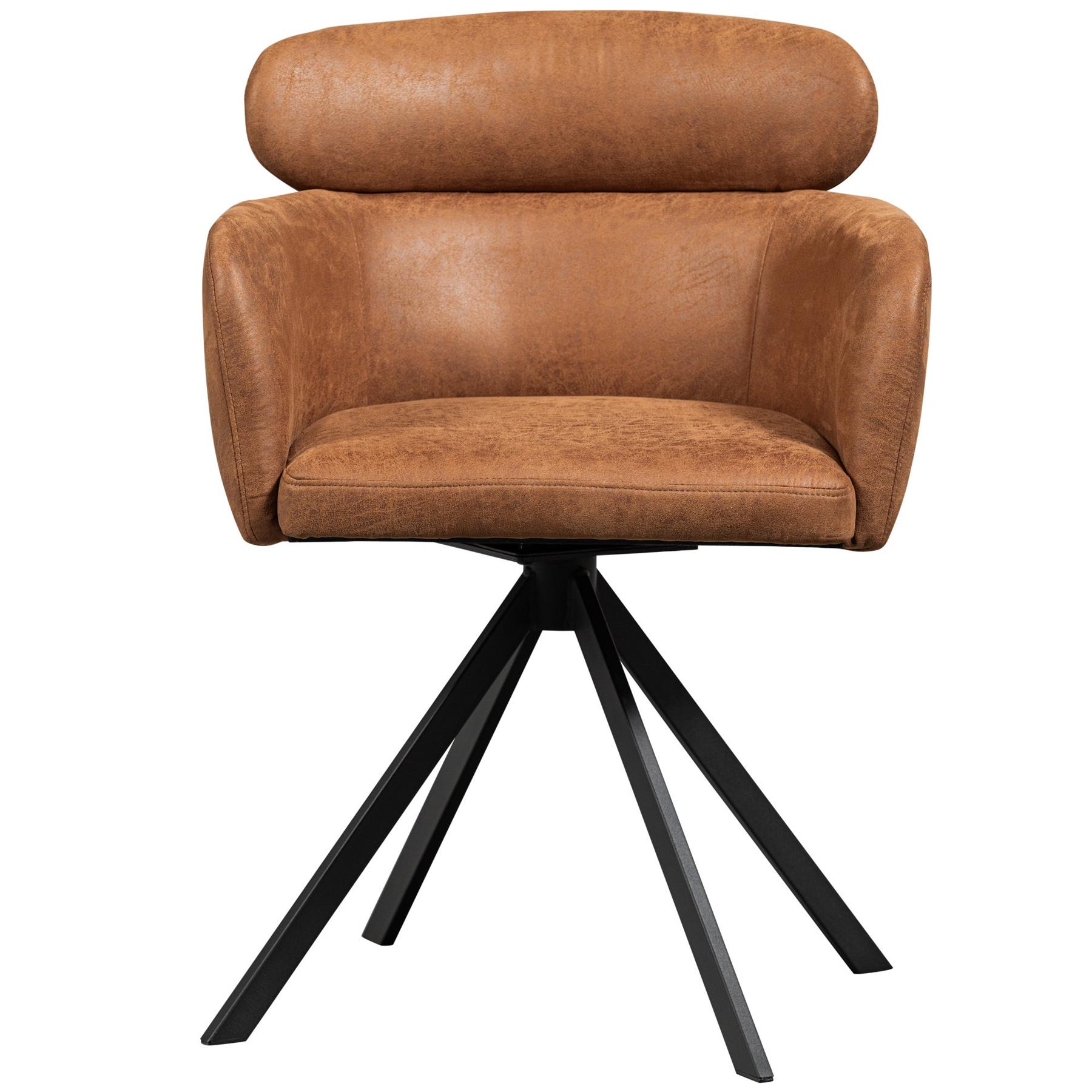 WOOOD Fenne Draaibare Eetkamerstoelen - Leerlook - Cognac - Set van 2
