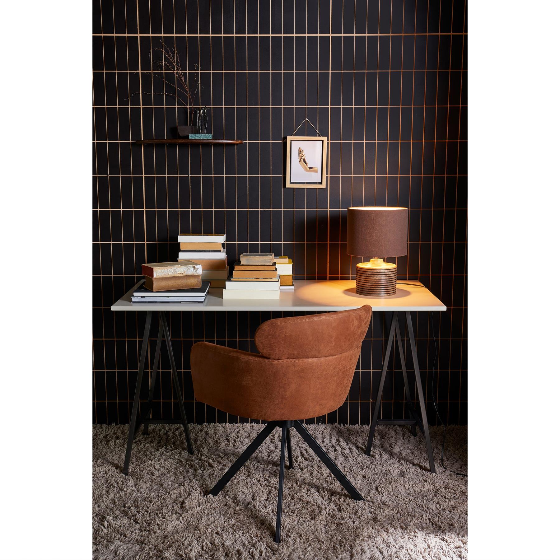 WOOOD Fenne Draaibare Eetkamerstoelen - Leerlook - Cognac - Set van 2