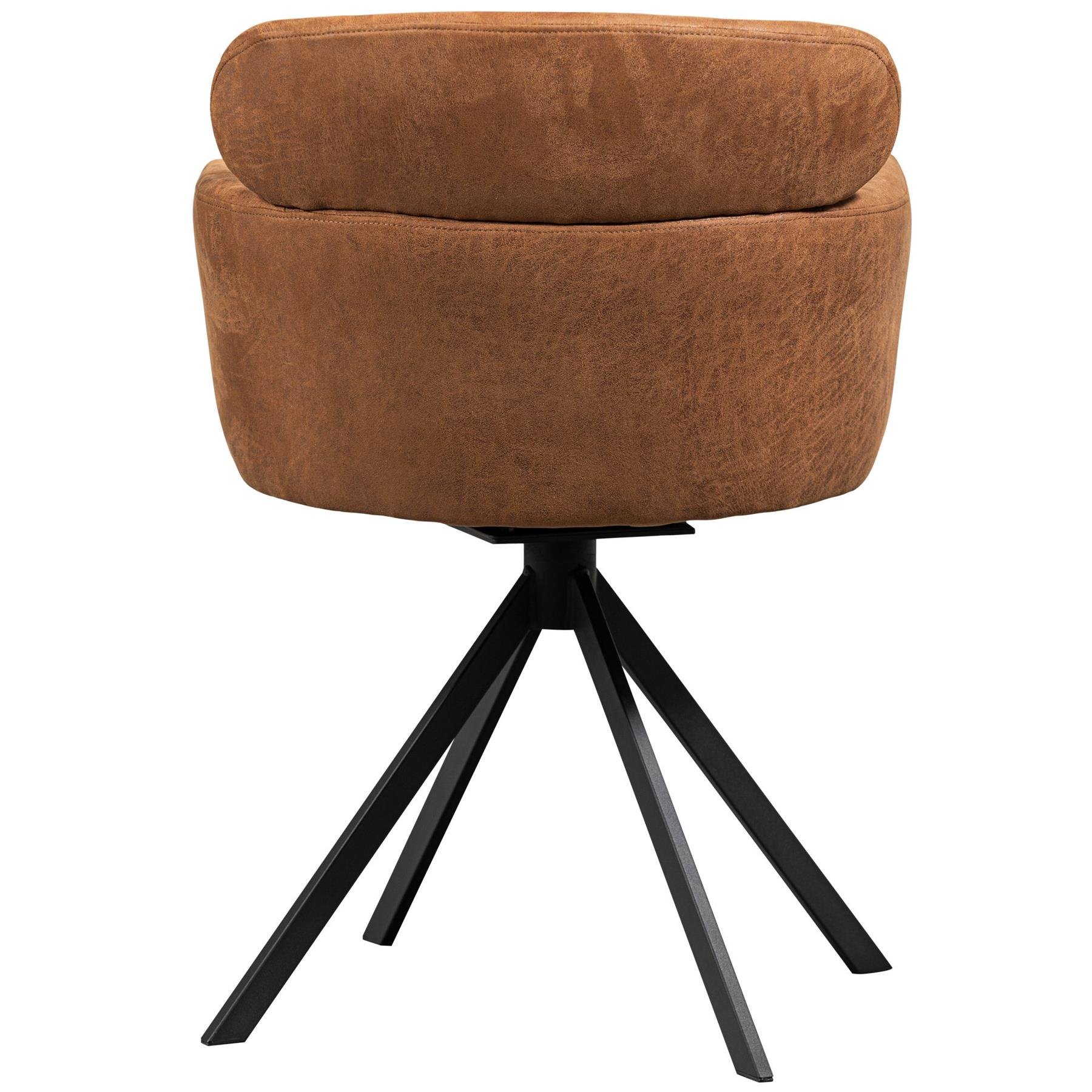 WOOOD Fenne Draaibare Eetkamerstoelen - Leerlook - Cognac - Set van 2
