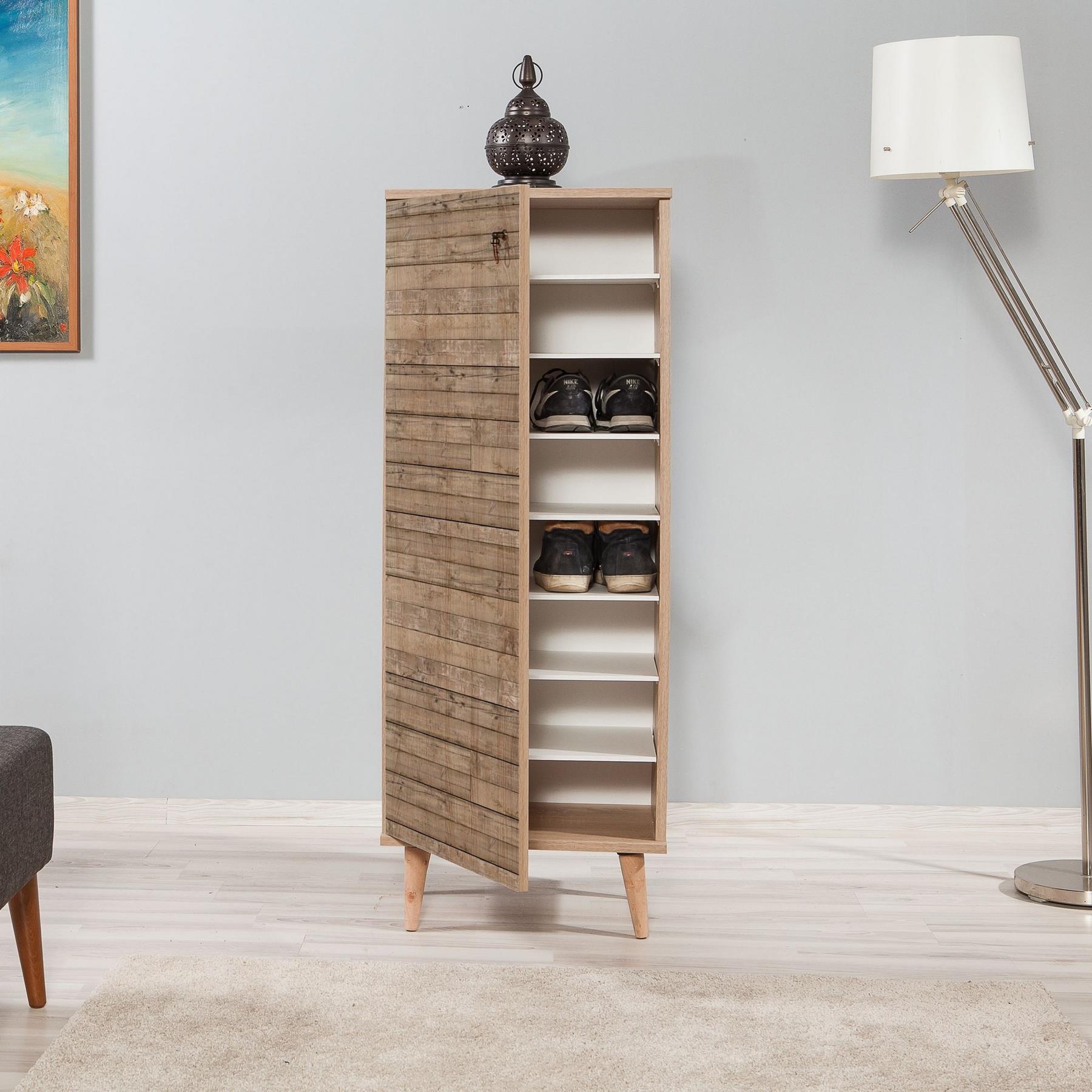 Giga Meubel - Schoenenkast Rechthoek - licht Eiken - 50x38x135cm