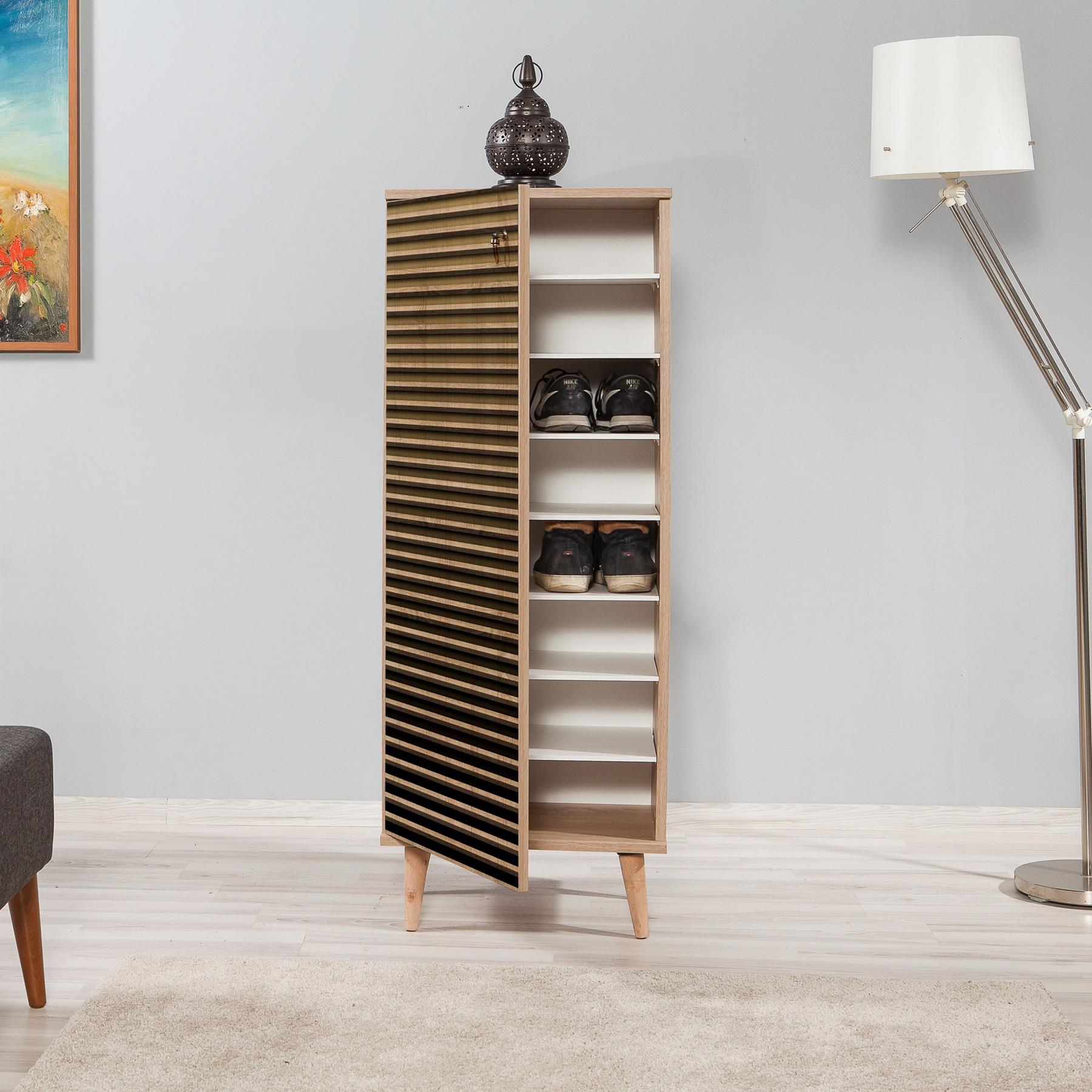 Giga Meubel - Schoenenkast Rechthoek - Bruin Eiken - 50x38x135cm