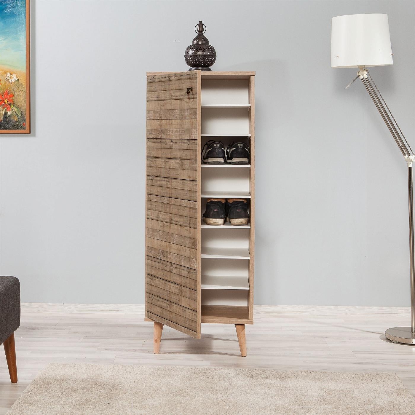 Giga Meubel - Schoenenkast Rechthoek - licht Eiken - 50x38x135cm
