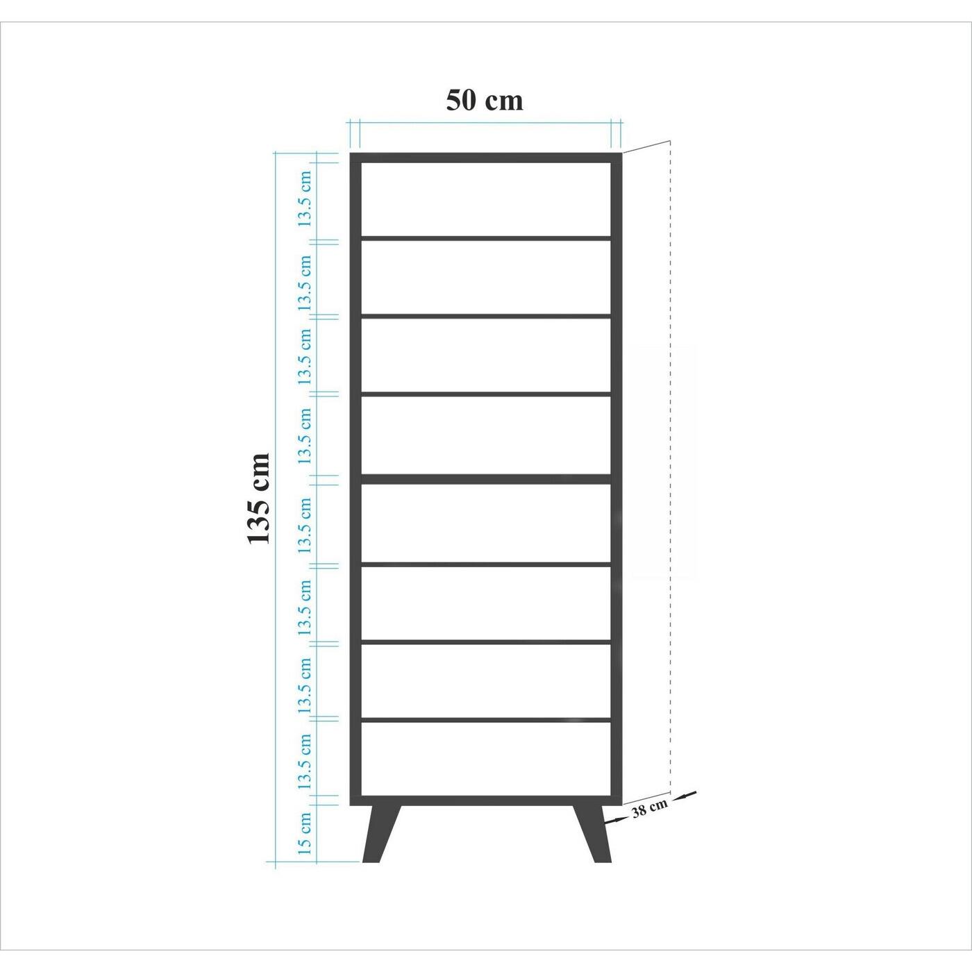 Giga Meubel - Schoenenkast Rechthoek - Bruin Eiken - 50x38x135cm