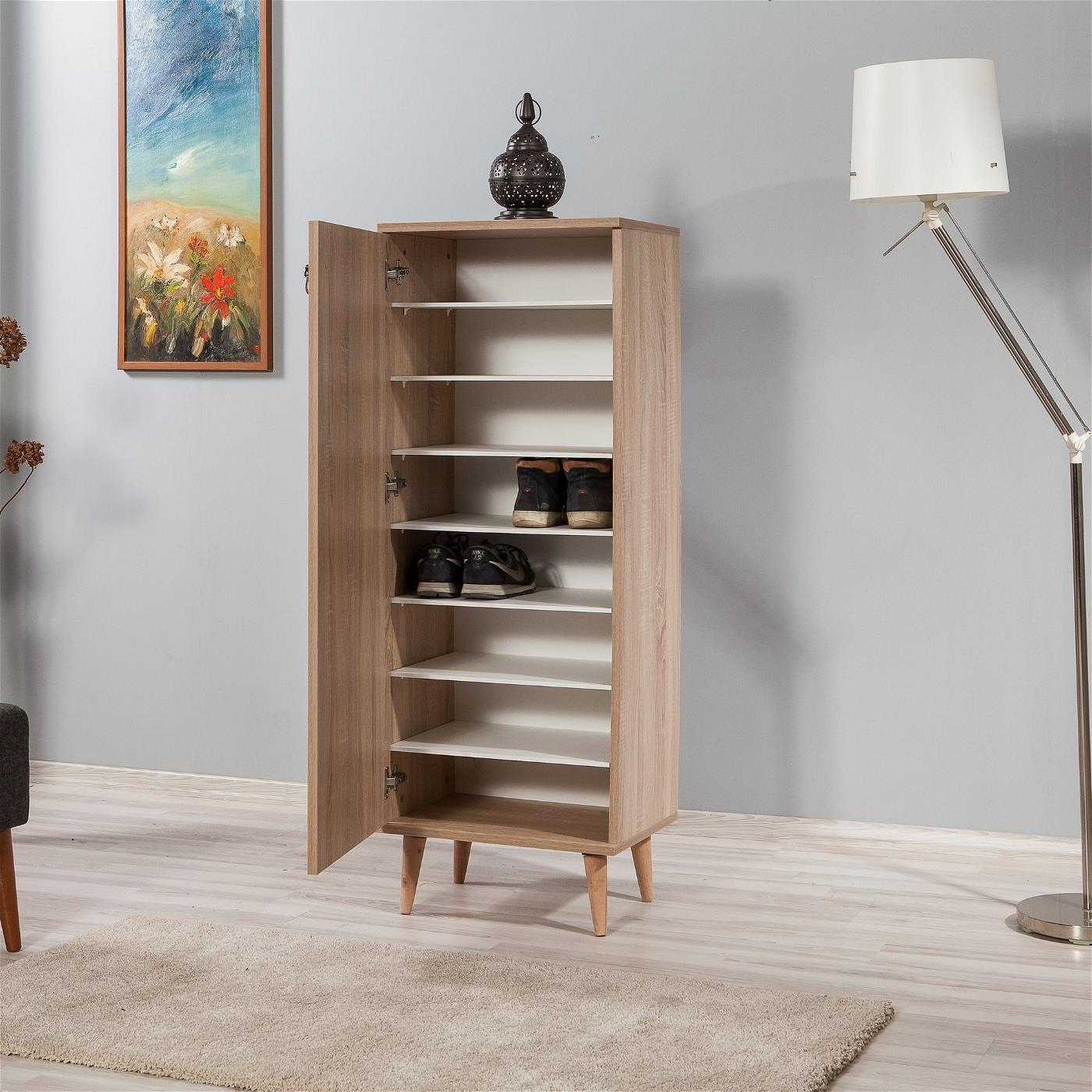 Giga Meubel - Schoenenkast Rechthoek - licht Eiken - 50x38x135cm