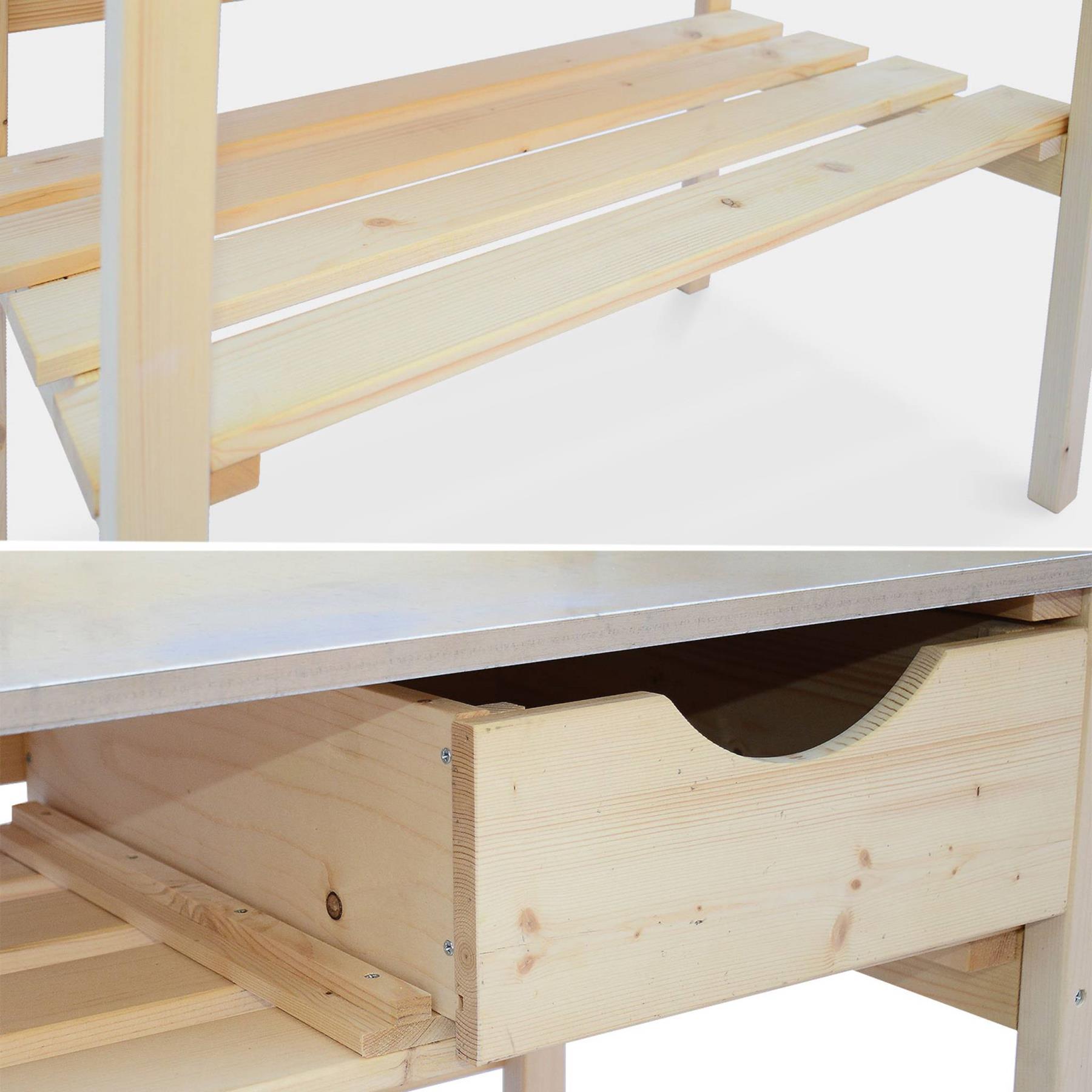 sweeek - Tuiniertafel met 2 lades, houten werkbank, zaaitafel
