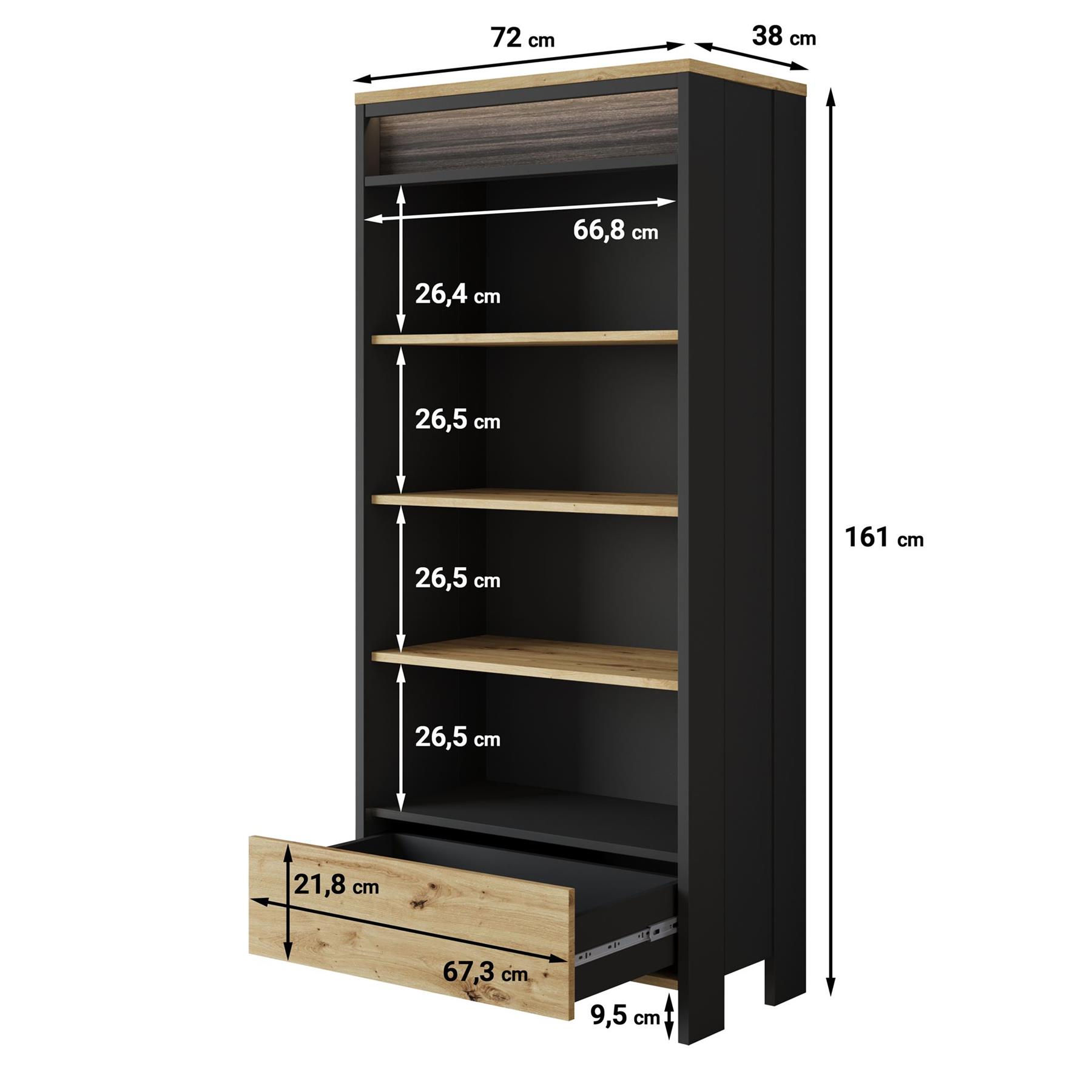 Meubella Boekenkast Stratosphere - Eiken - 72 cm