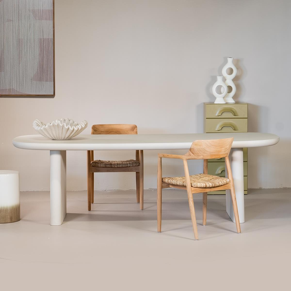 Giga Meubel - Eettafel Deens Ovaal 200cm - Beige Betonlook - Maya
