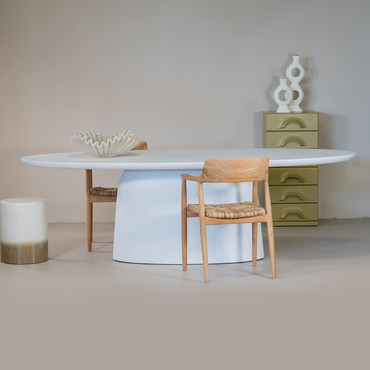 Giga Meubel - Eettafel Ovaal 240cm - Wit Betonlook - Myrna