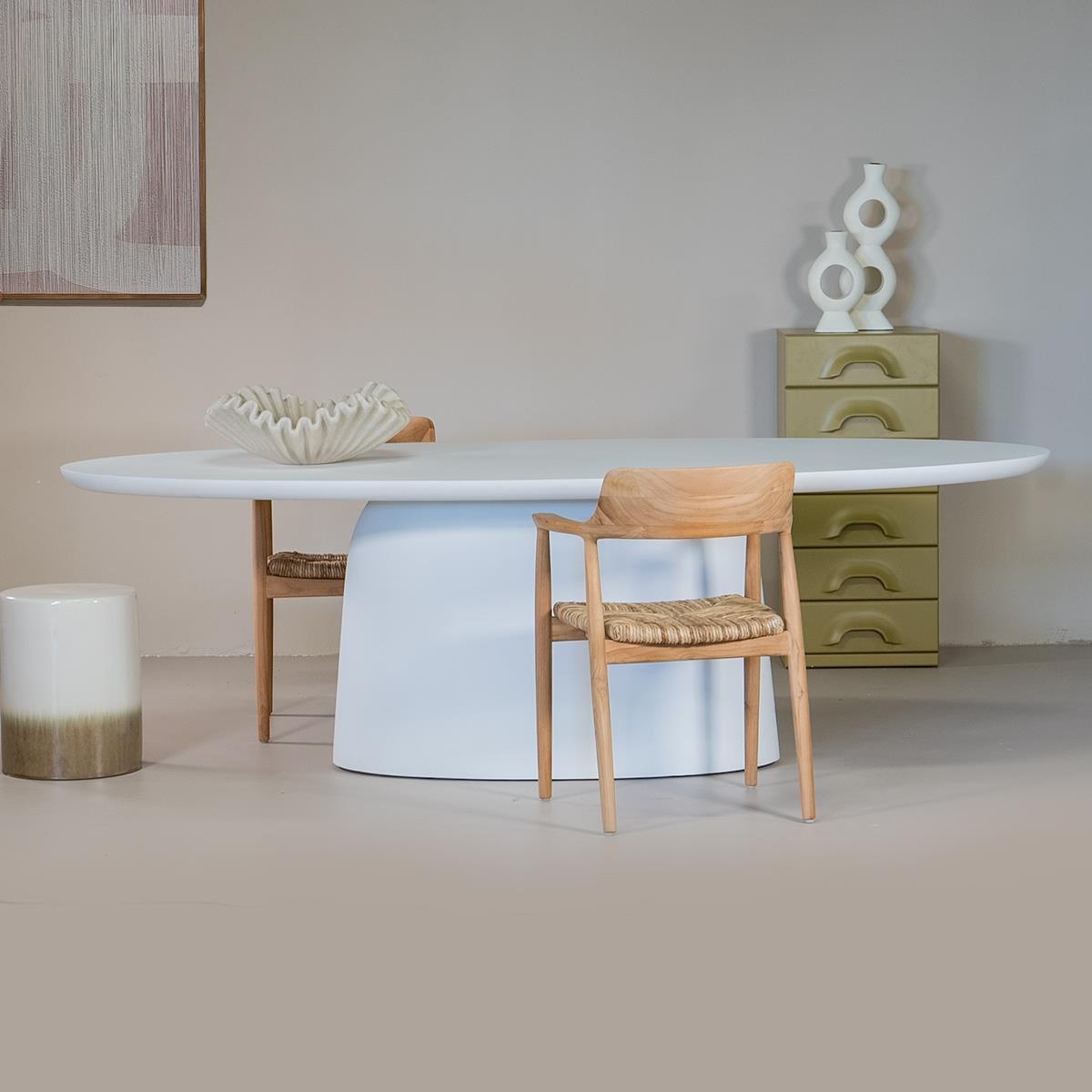 Giga Meubel - Eettafel Ovaal 240cm - Wit Betonlook - Myrna