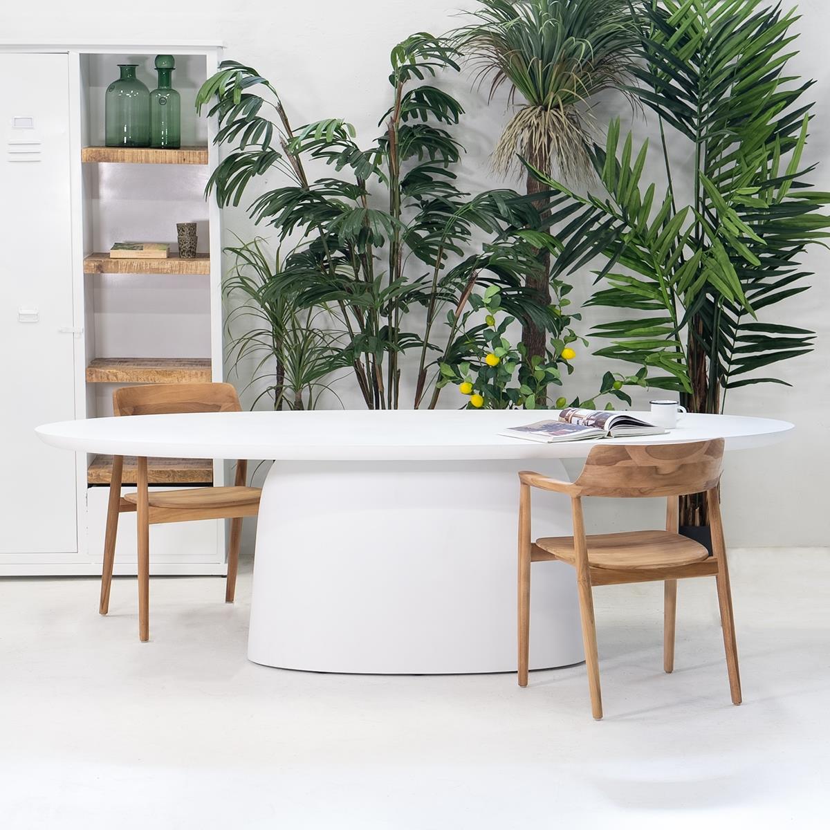 Giga Meubel - Eettafel Ovaal 240cm - Wit Betonlook - Myrna