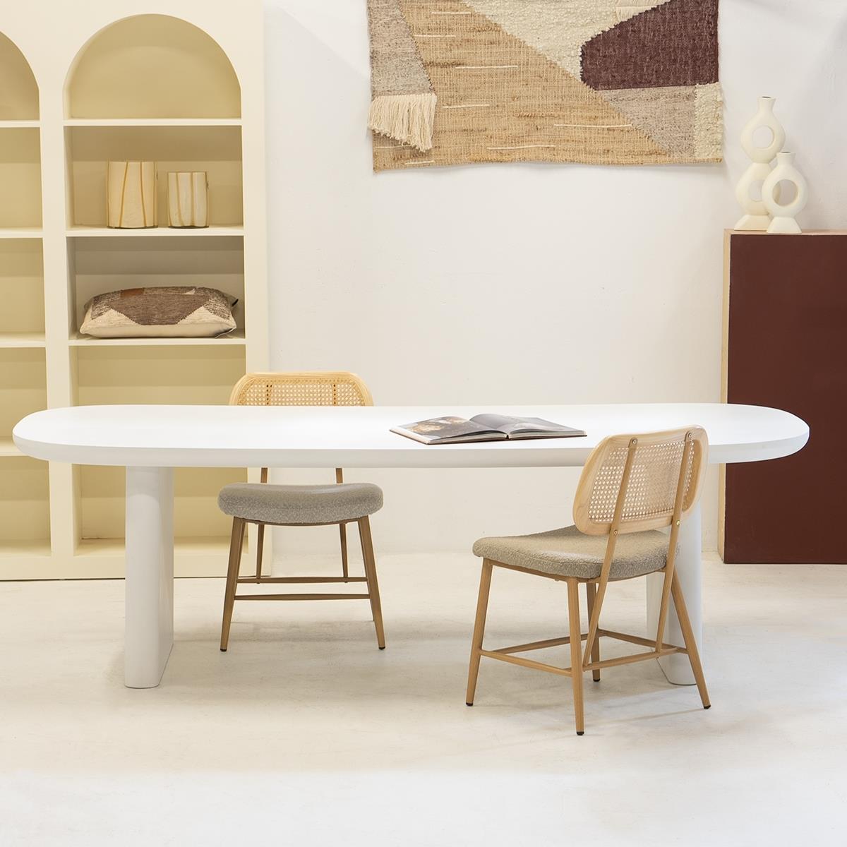 Giga Meubel - Eettafel Deens Ovaal 200cm - Wit Betonlook - Maya