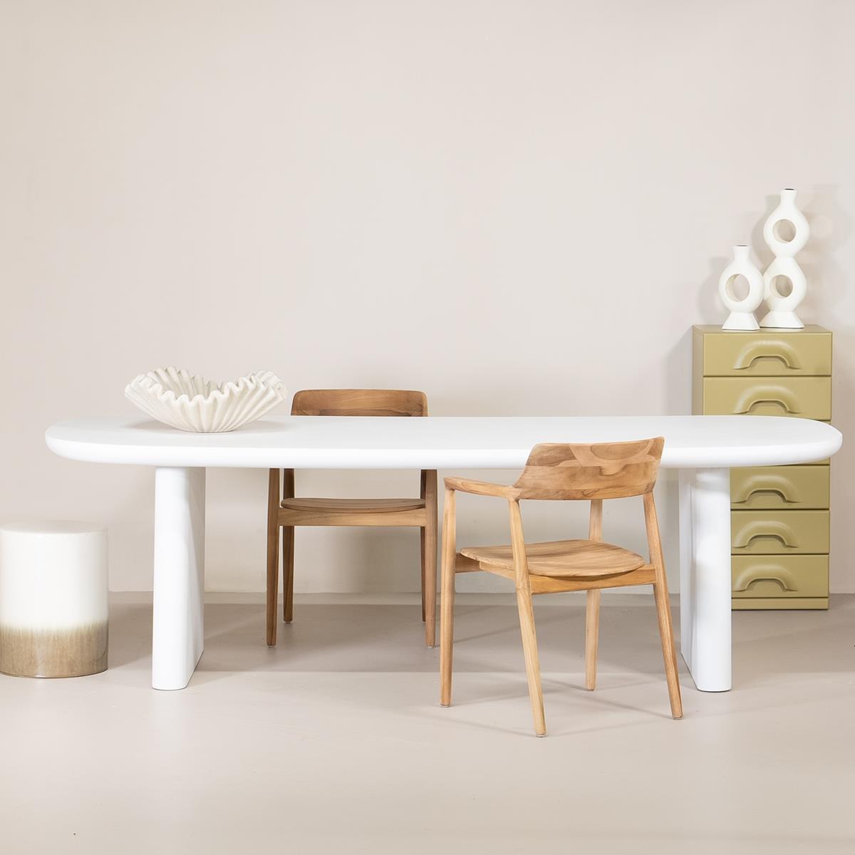 Giga Meubel - Eettafel Deens Ovaal 200cm - Wit Betonlook - Maya
