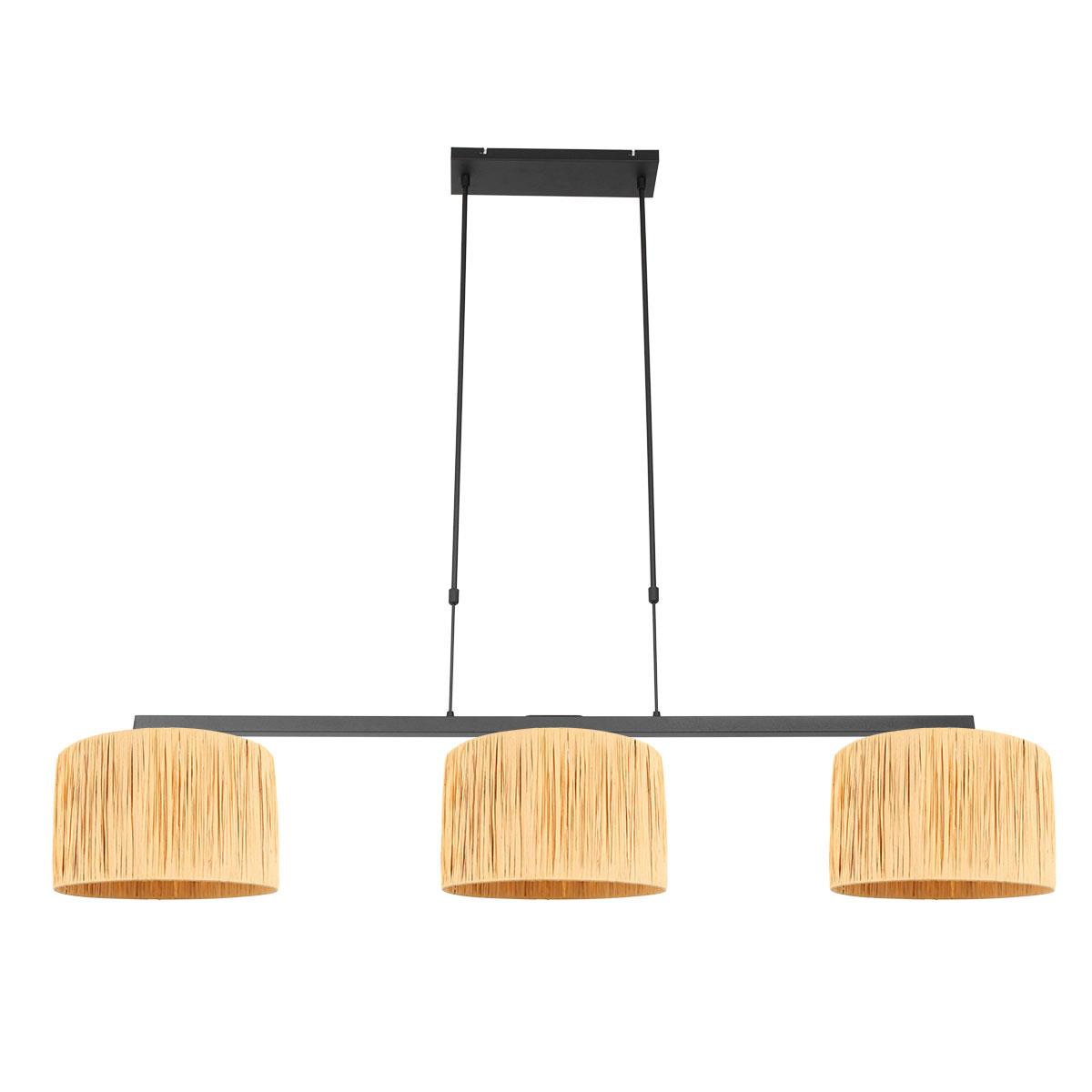 Steinhauer - hanglamp - Stang - zwart - metaal zeegras - grote eettafellamp - E27 - 3744ZW