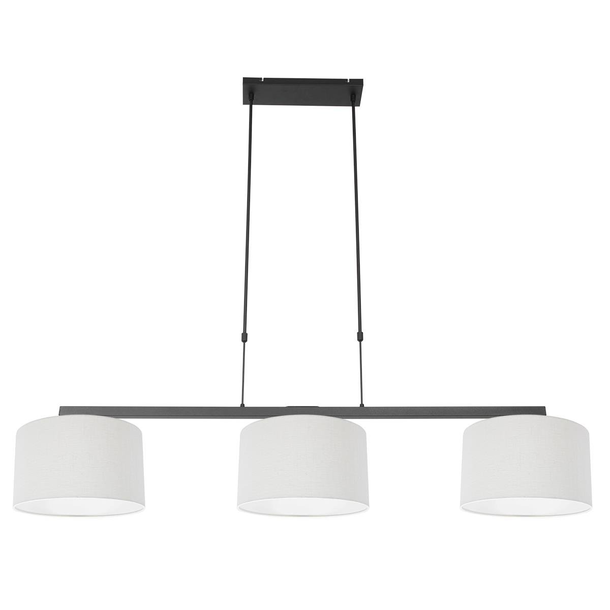 Steinhauer - hanglamp - Stang - zwart - linnen metaal - grote eettafellamp - E27 - 3461ZW