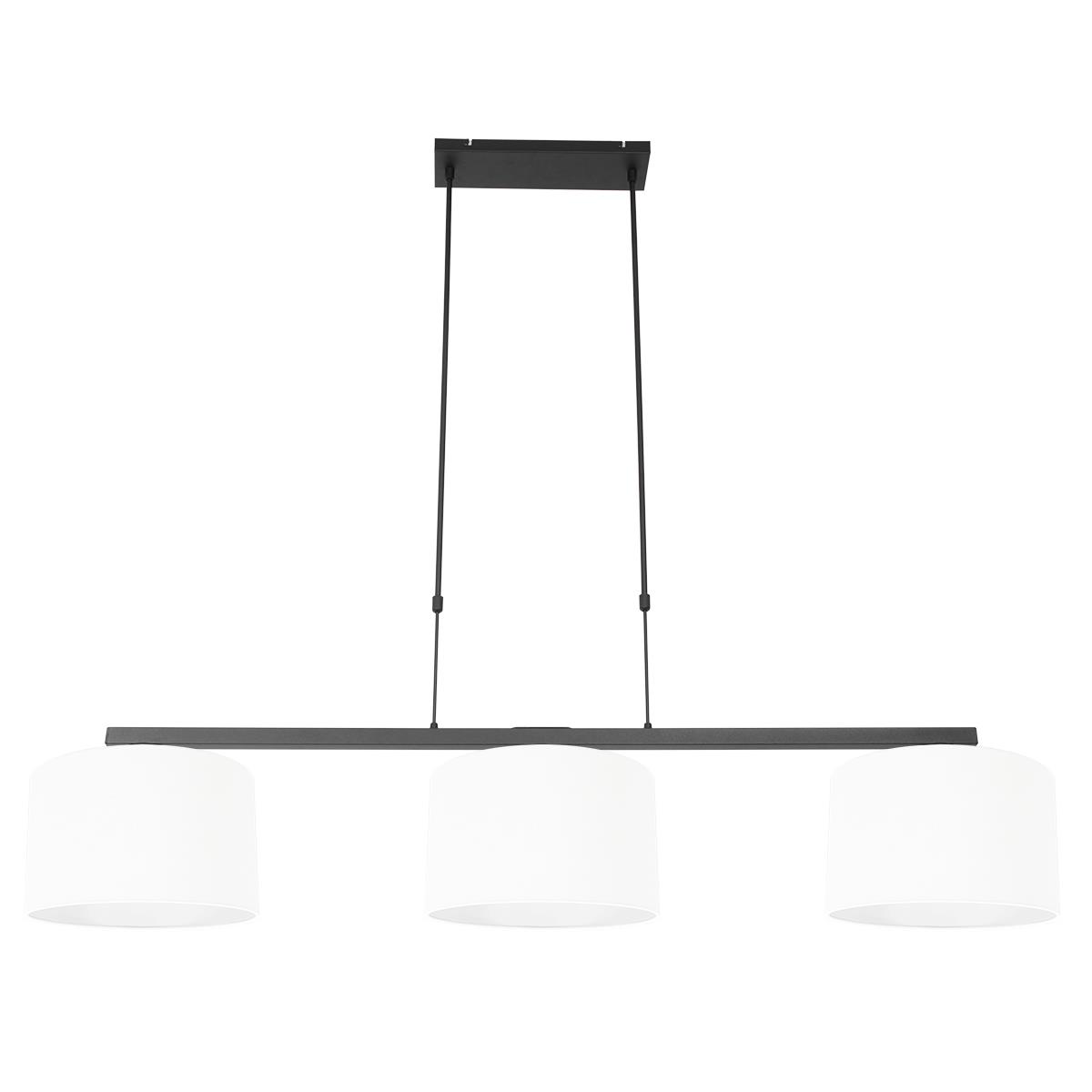 Steinhauer - hanglamp - Stang - zwart - linnen metaal - grote eettafellamp - E27 - 3458ZW
