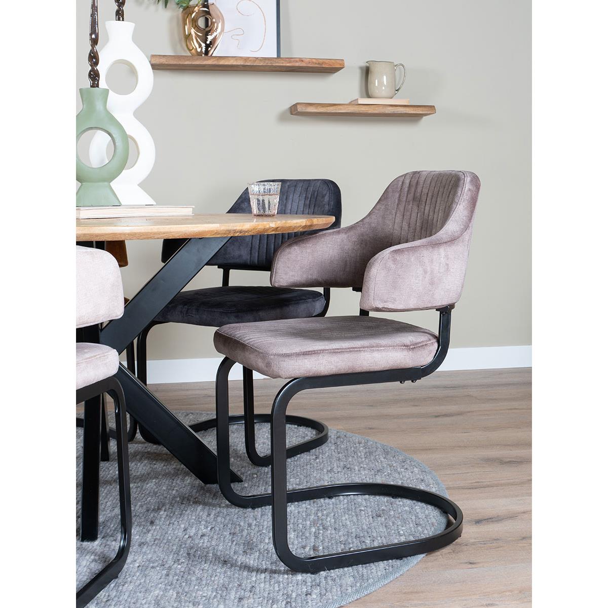 Home67 - Eetkamerstoel Fox Taupe 08 - Vintage Velvet