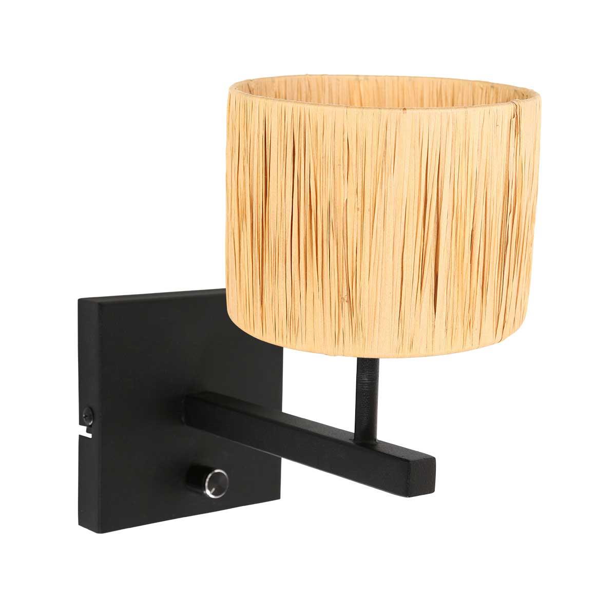 Steinhauer - wandlamp - Stang - zwart - gras metaal - bedlampje - E27 - 3710ZW