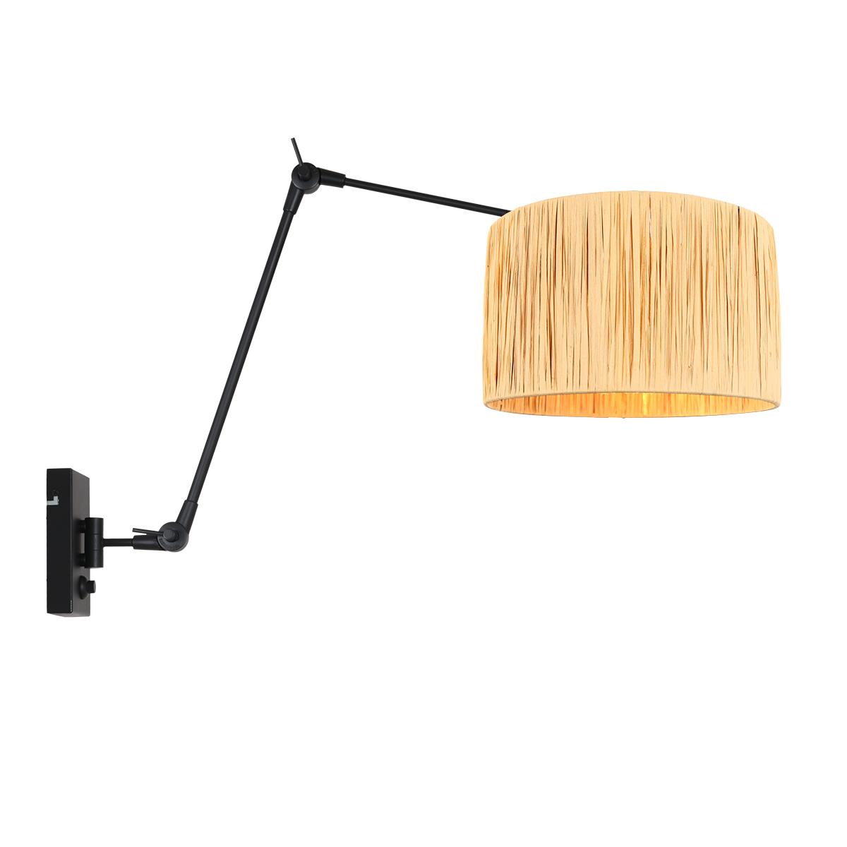 Steinhauer - wandlamp - Prestige Chic - zwart - gras metaal - schemerlamp - E27 - 3795ZW