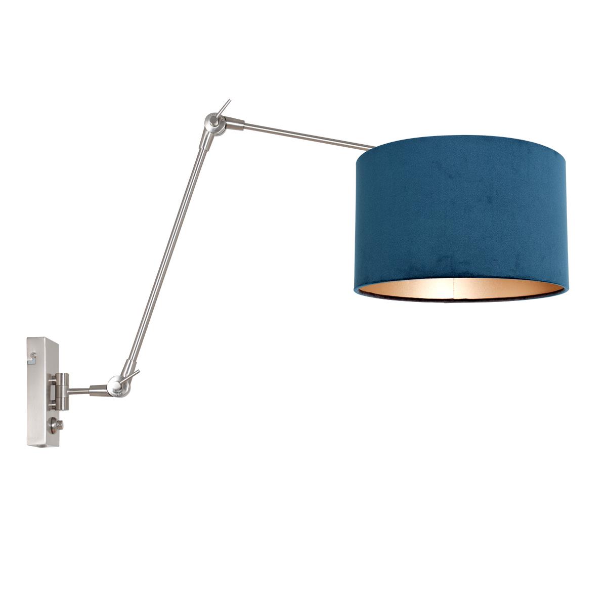 Steinhauer - wandlamp - Prestige Chic - staal - metaal velours stof - schemerlamp - E27 - 8238ST