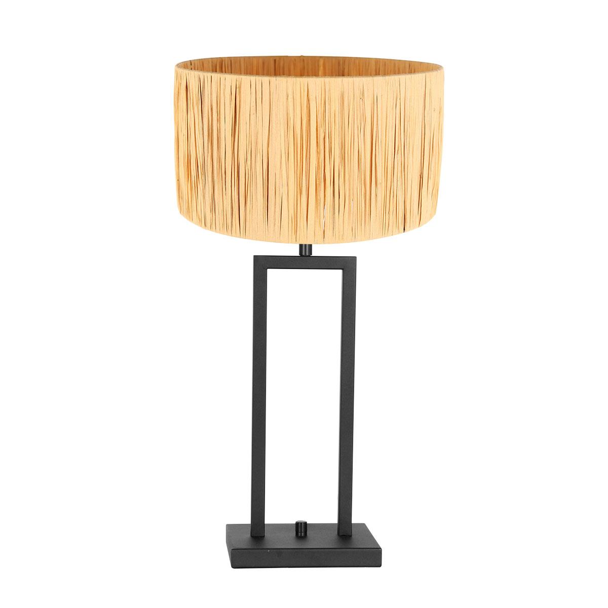 Steinhauer - tafellamp - Stang - zwart - linnen metaal - Ø 30cm - E27 - 3704ZW