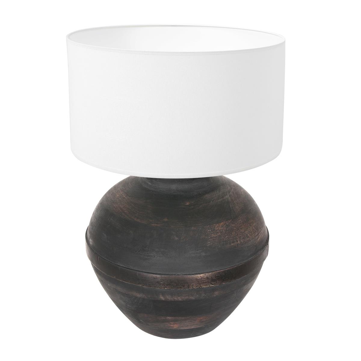 Anne Lighting - tafellamp - Lyons - zwart - hout stof - Ø 40cm - E27 - 3468ZW