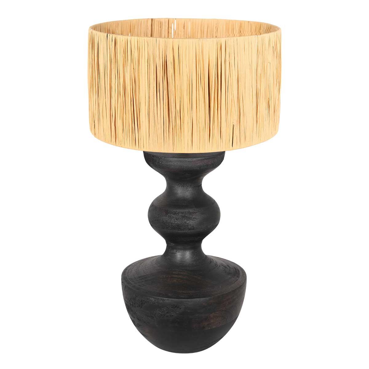 Anne Lighting - tafellamp - Lyons - zwart - gras hout - Ø 40cm - E27 - 3748ZW