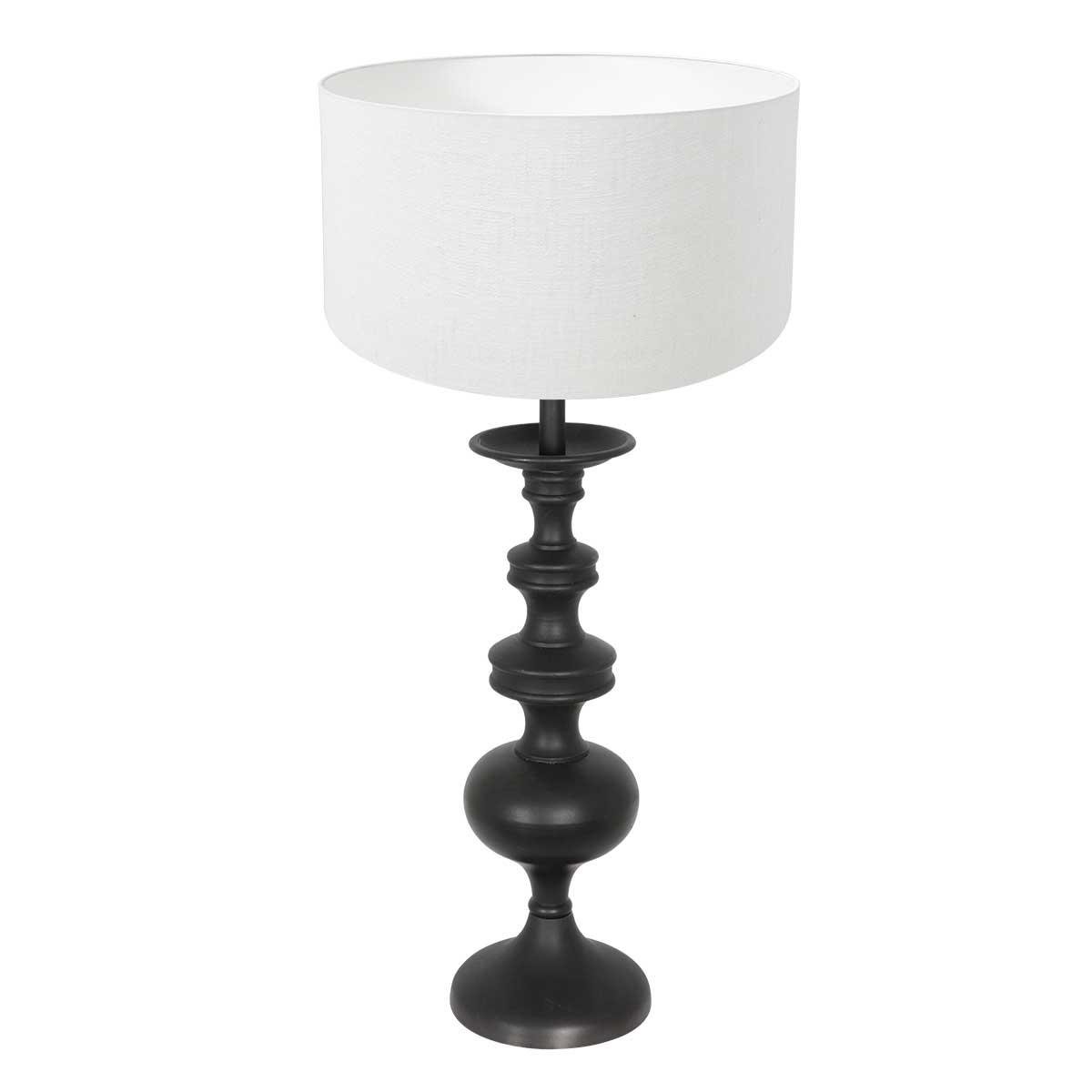 Anne Lighting - tafellamp - Lyons - zwart - hout linnen - Ø 40cm - E27 - 3485ZW