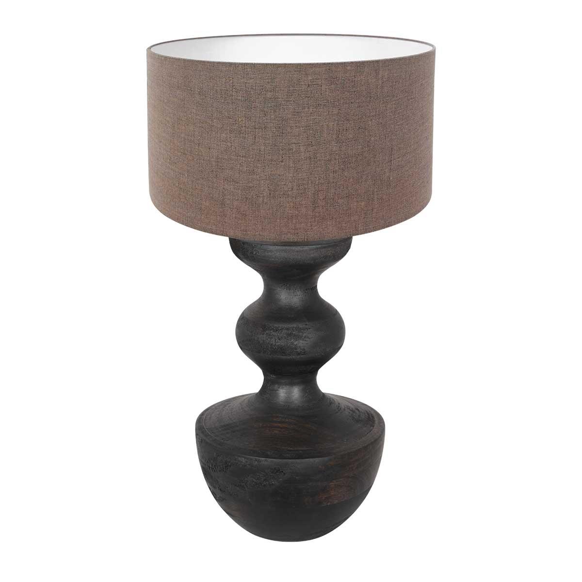 Anne Lighting - tafellamp - Lyons - zwart - hout linnen - Ø 40cm - E27 - 3479ZW