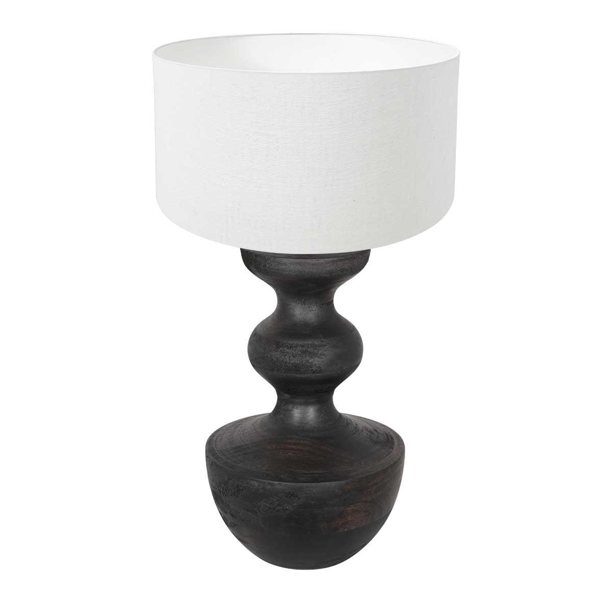Anne Lighting - tafellamp - Lyons - zwart - hout linnen - Ø 40cm - E27 - 3478ZW