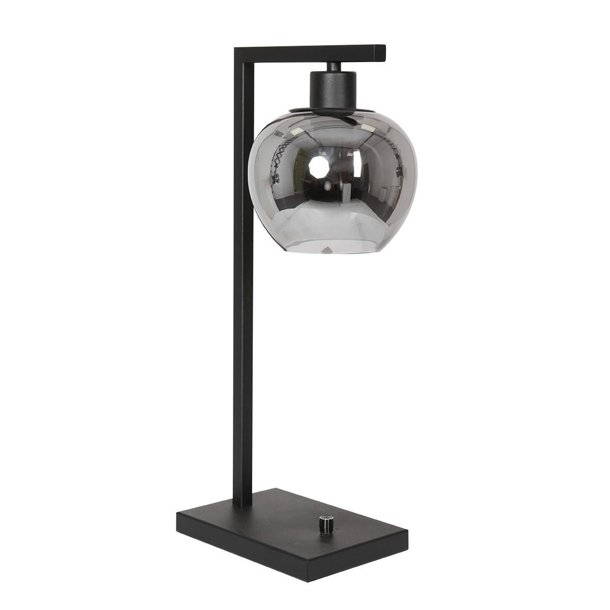 Steinhauer - tafellamp - Lotus - zwart - glas metaal smoke glas - kleurglas-lamp - E27 - 3651ZW