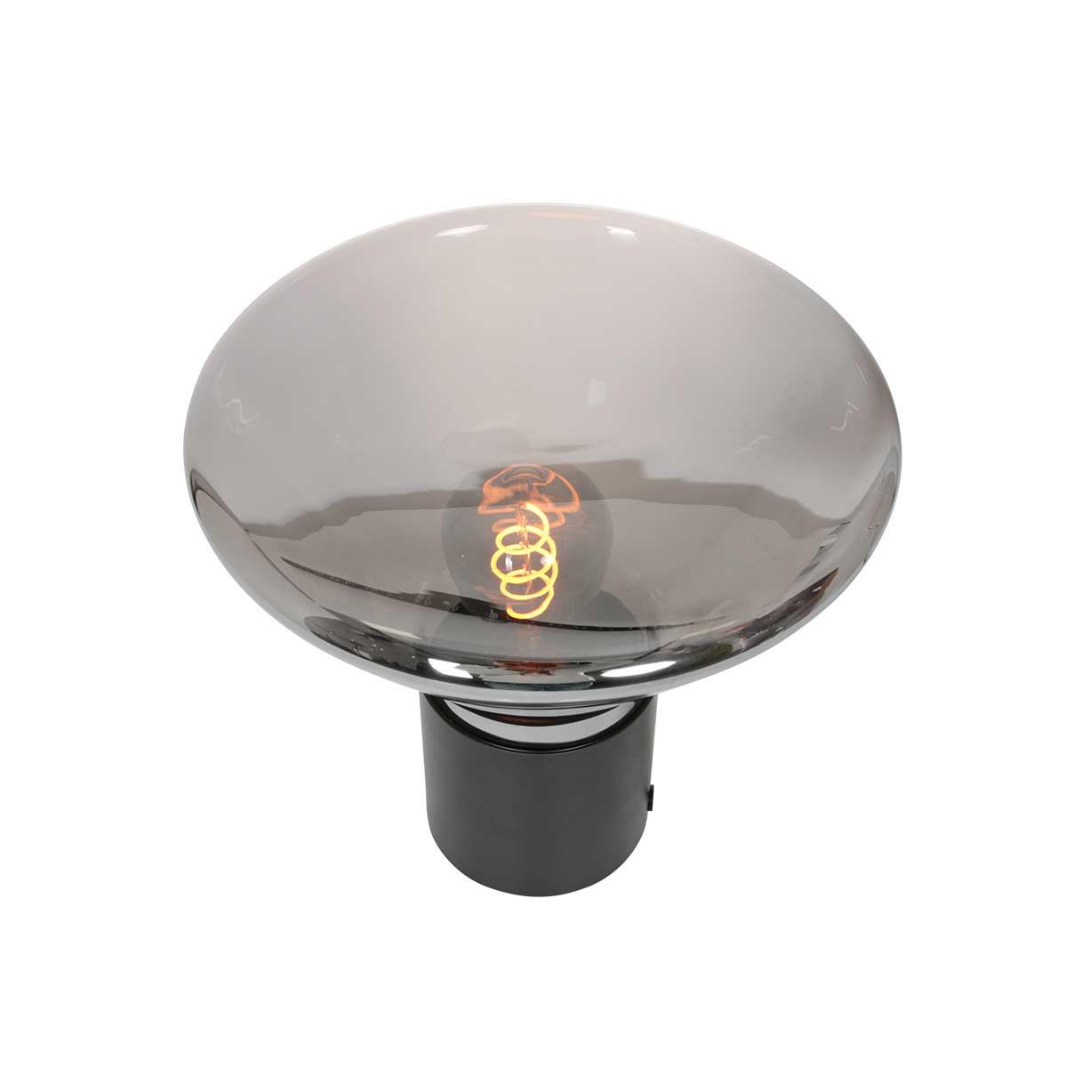 Steinhauer - tafellamp - Ambiance - zwart - glas metaal smoke glas - Ø 26cm - E27 - 3401ZW
