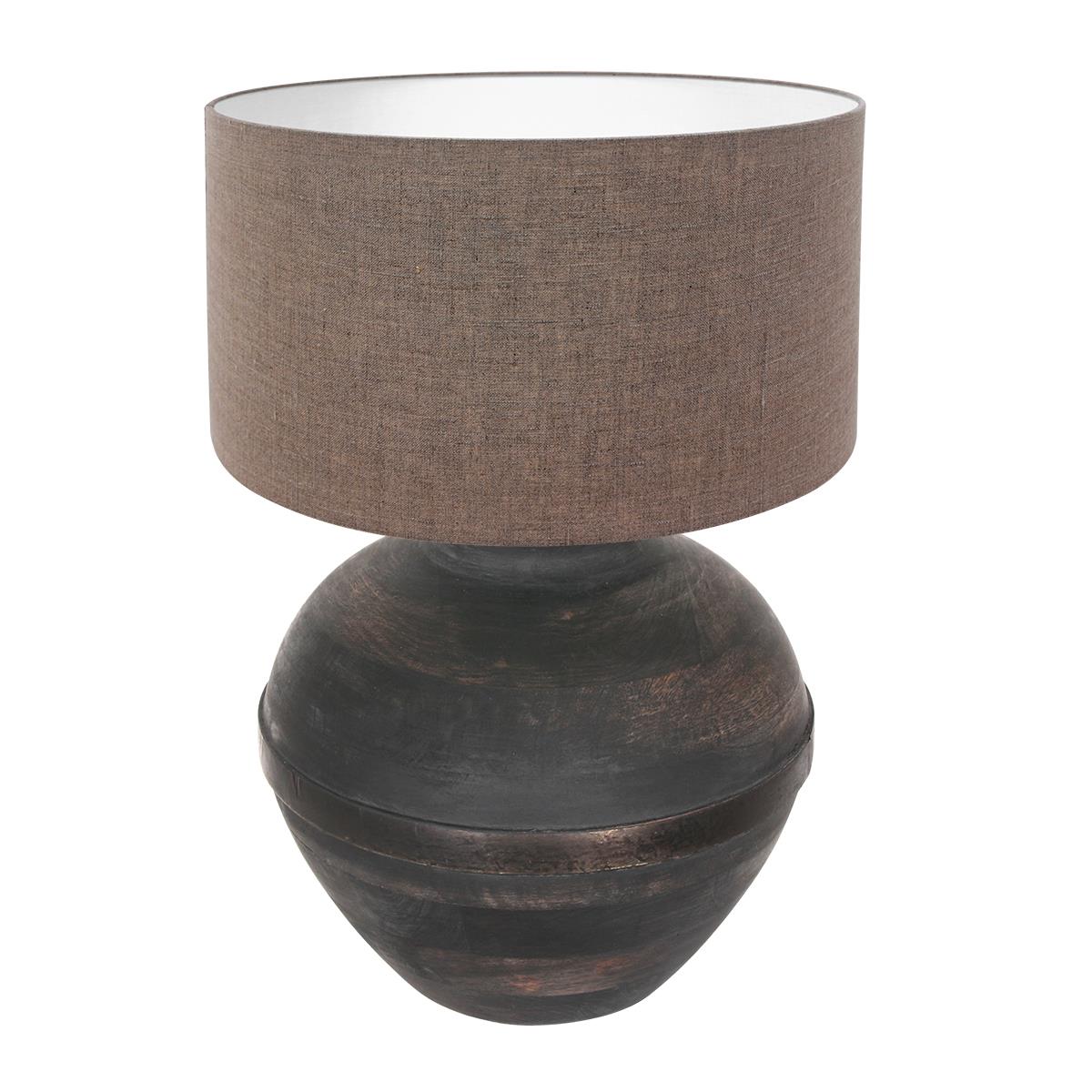 Anne Lighting - tafellamp - Lyons - zwart - hout stof - Ø 40cm - E27 - 3472ZW