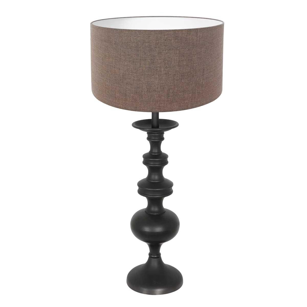 Anne Lighting - tafellamp - Lyons - zwart - hout linnen - Ø 40cm - E27 - 3486ZW