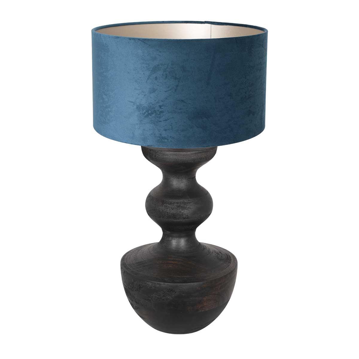 Anne Lighting - tafellamp - Lyons - zwart - hout velours stof - Ø 40cm - E27 - 3481ZW