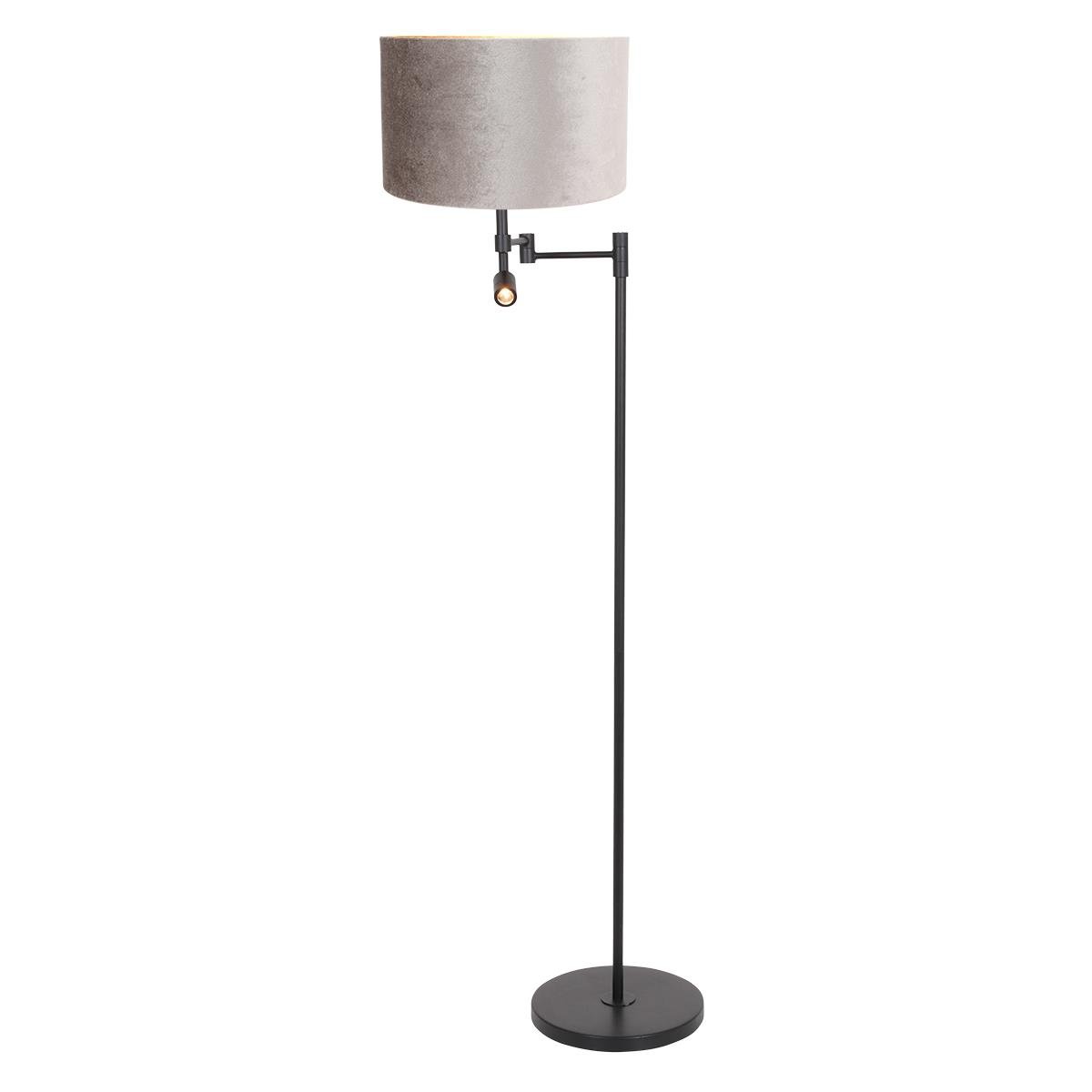 Steinhauer - vloerlamp - Stang - zwart - metaal velours stof - schemerlamp - LED_E27 - 7190ZW