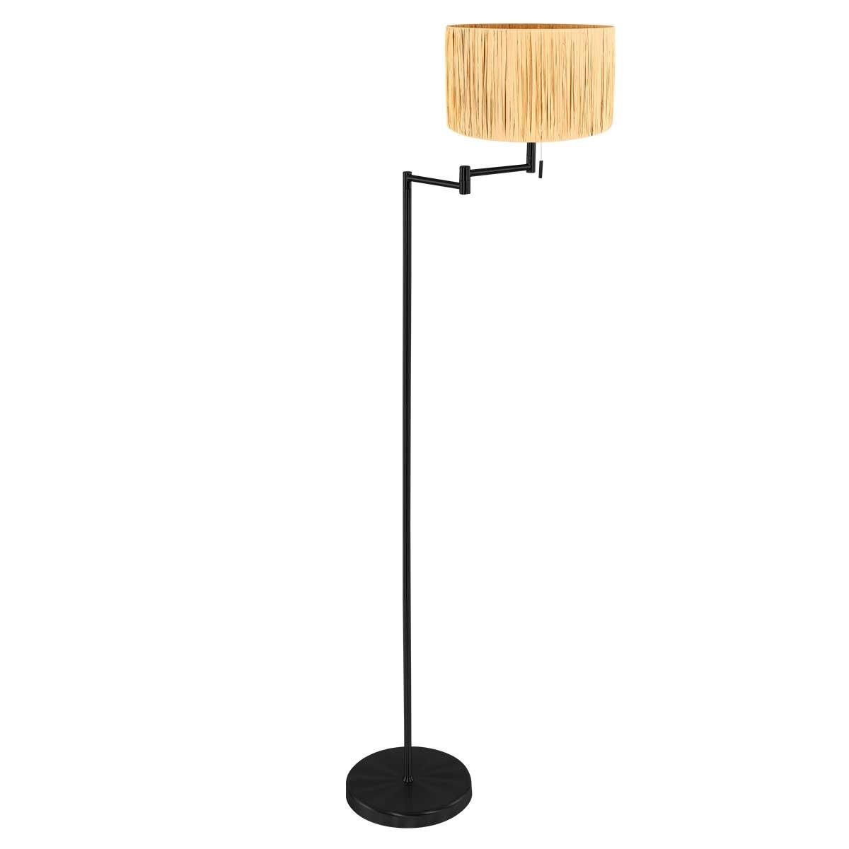 Mexlite Vloerlamp Bella Zwart Lampenkap Ø 30cm Beige - Geel E27