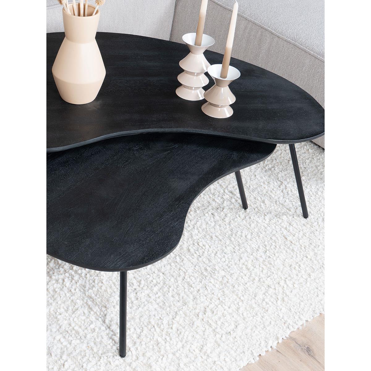 Home67 - Salontafel Ludo Zwart - Organisch - Set van 2
