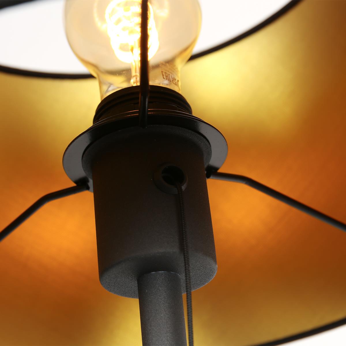 Mexlite Vloerlamp Bella Zwart Lampenkap Ø 30cm Zwart E27 Fitting