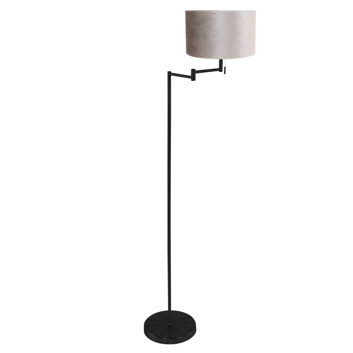 Mexlite Vloerlamp Bella Zwart Lampenkap Ø 30cm Zink - Taupe E27